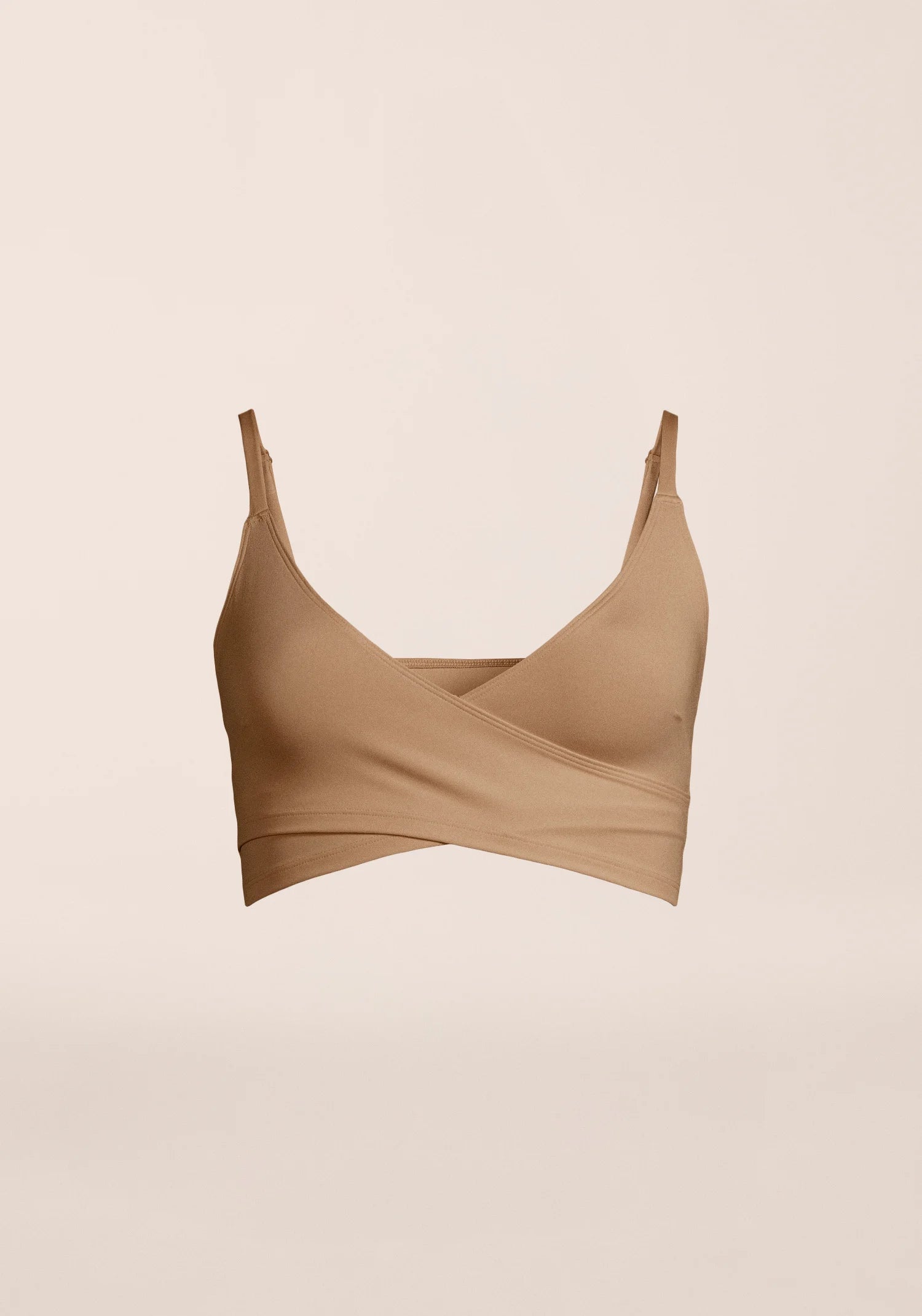 Cross Overlap Sports Top - Light Khaki