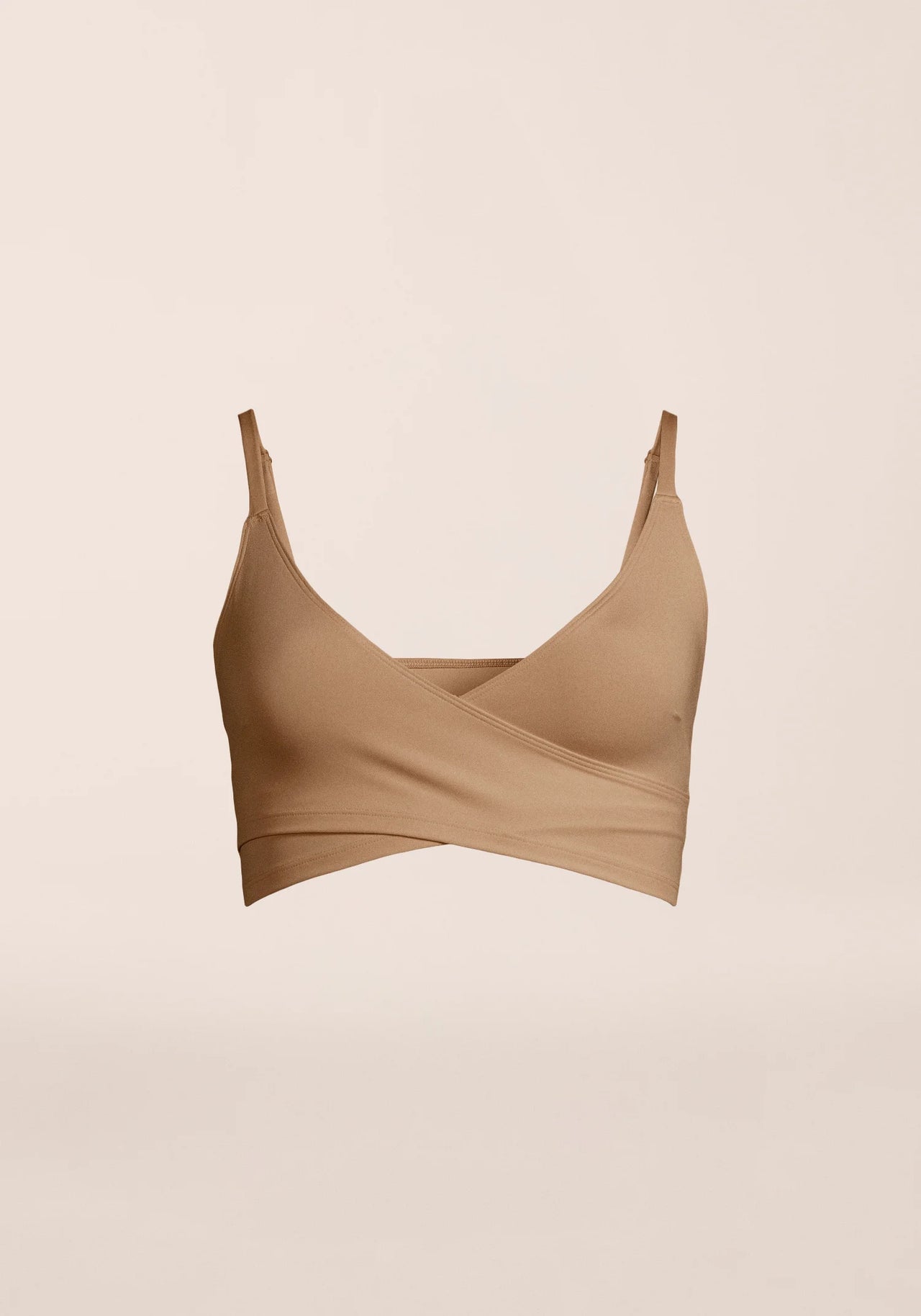 Cross Overlap Sports Top - Light Khaki