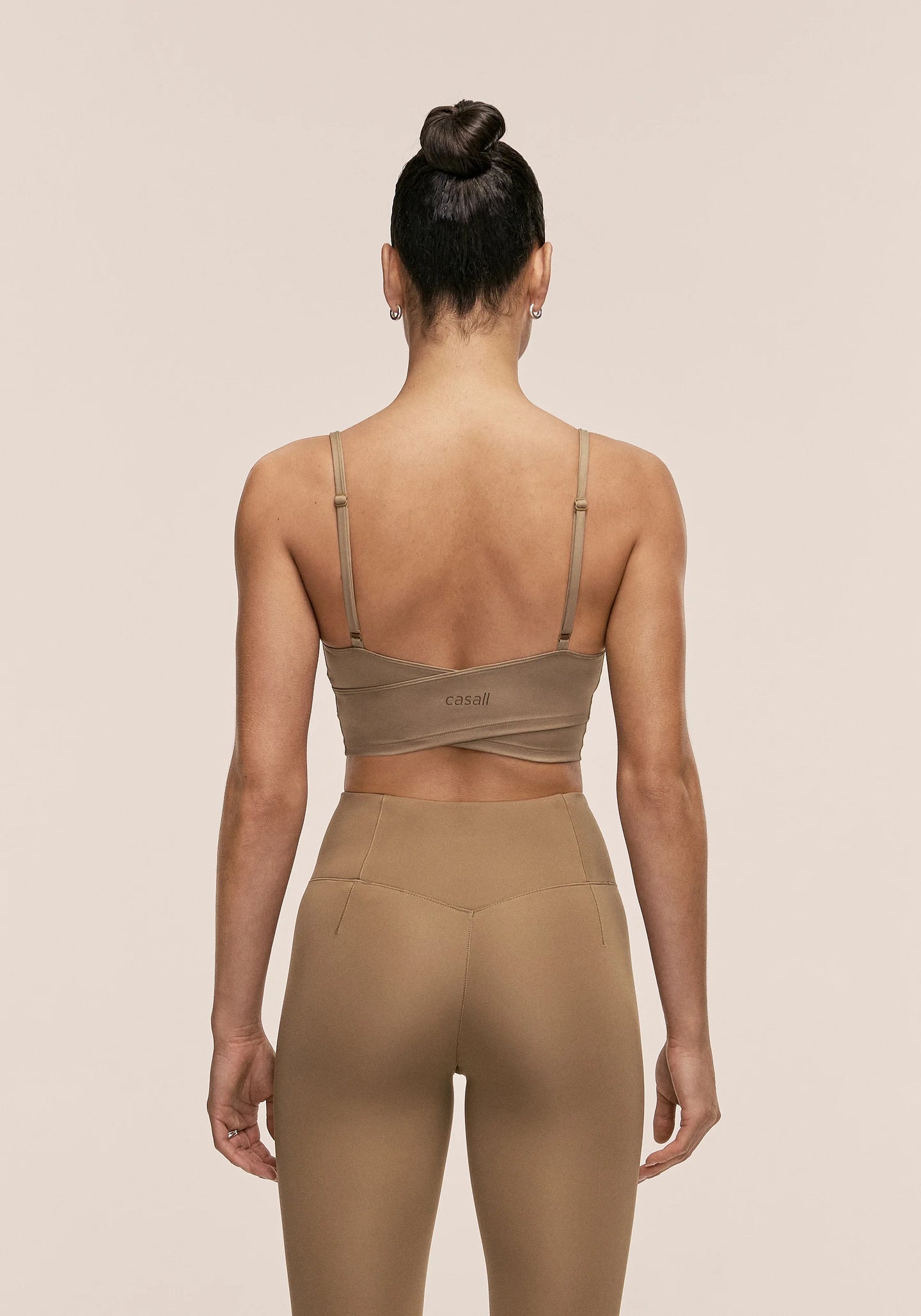 Cross Overlap Sports Top - Light Khaki