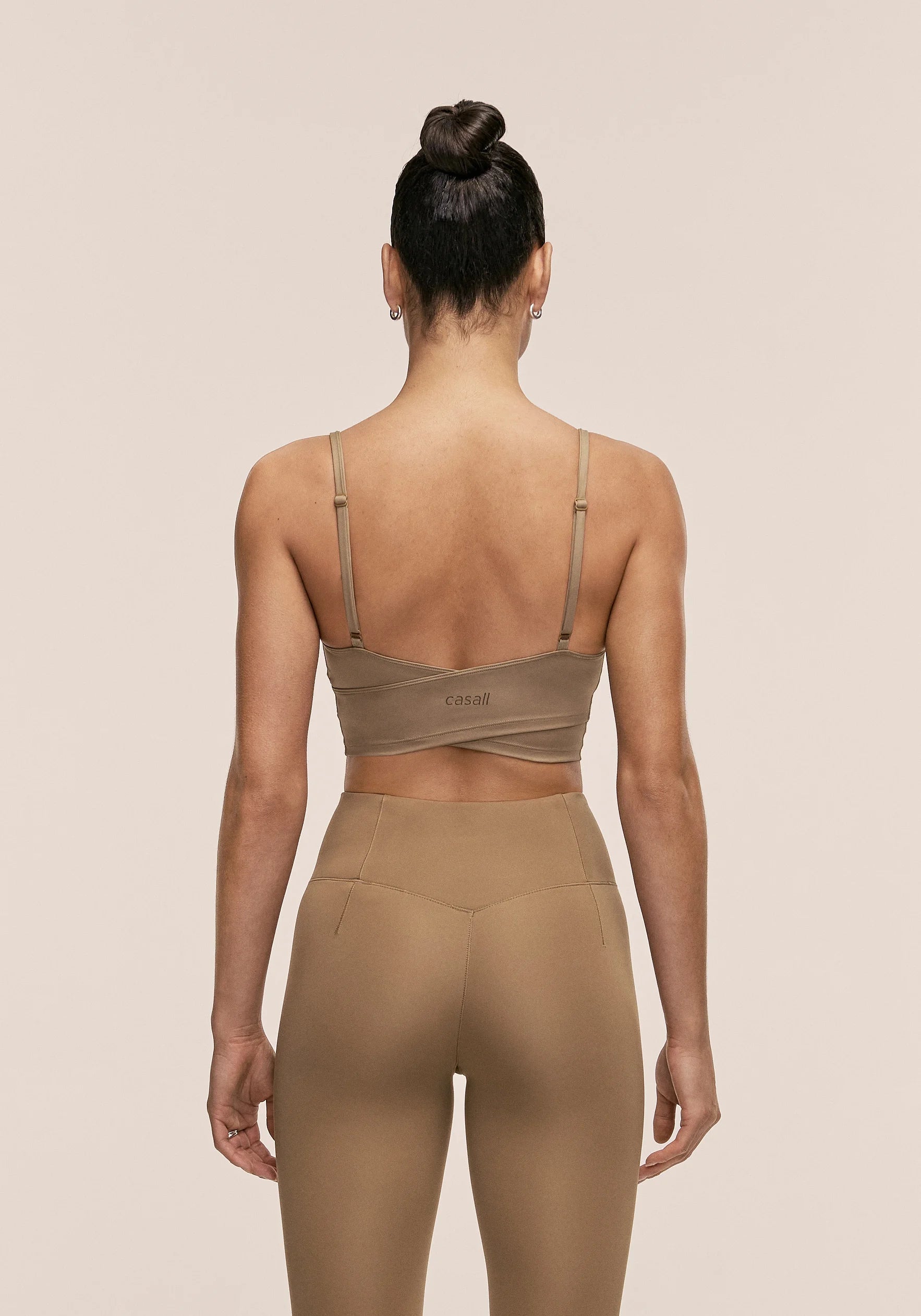 Cross Overlap Sports Top - Light Khaki