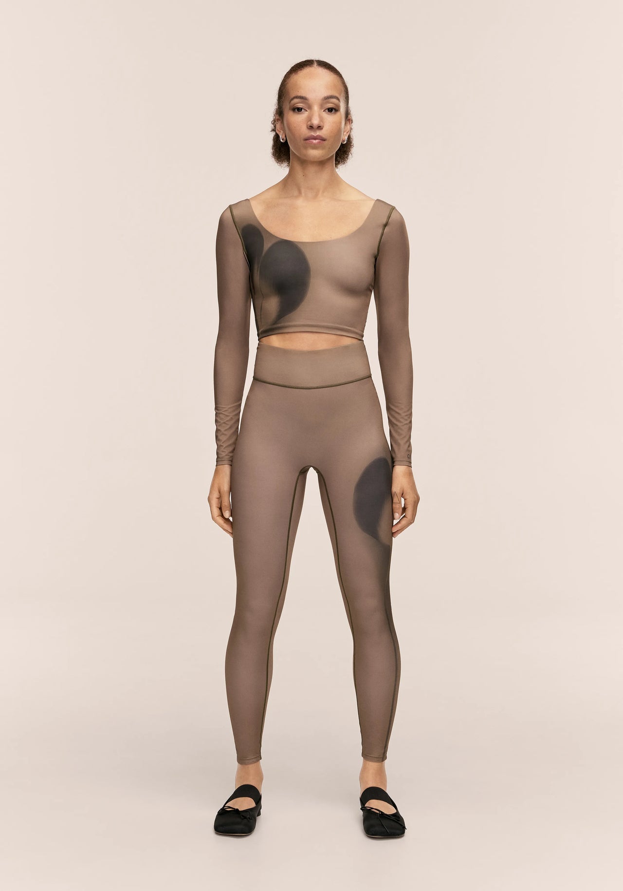 Aura Flower print tights - Aura Lt Khaki