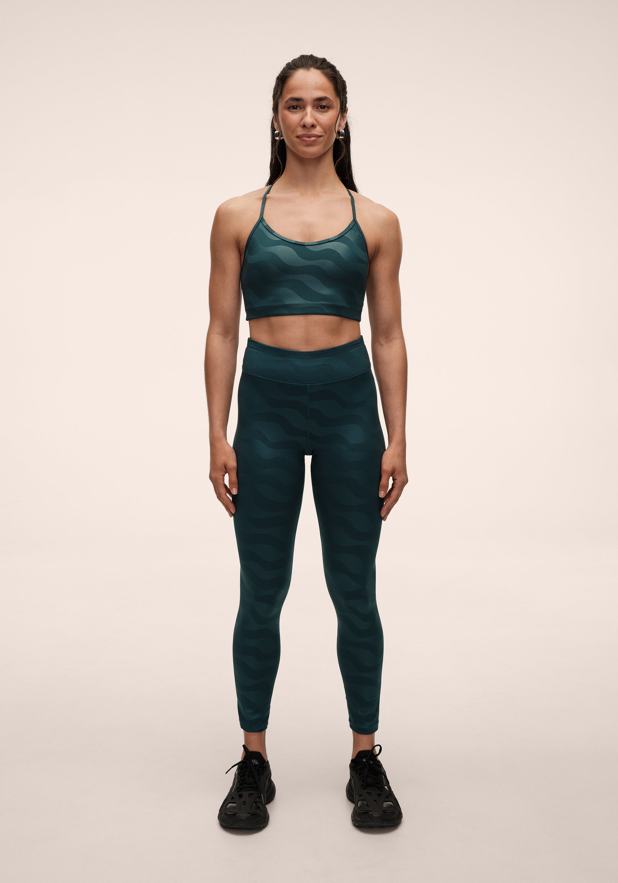 Heat Printed High Waist Tights - Ocean Geo