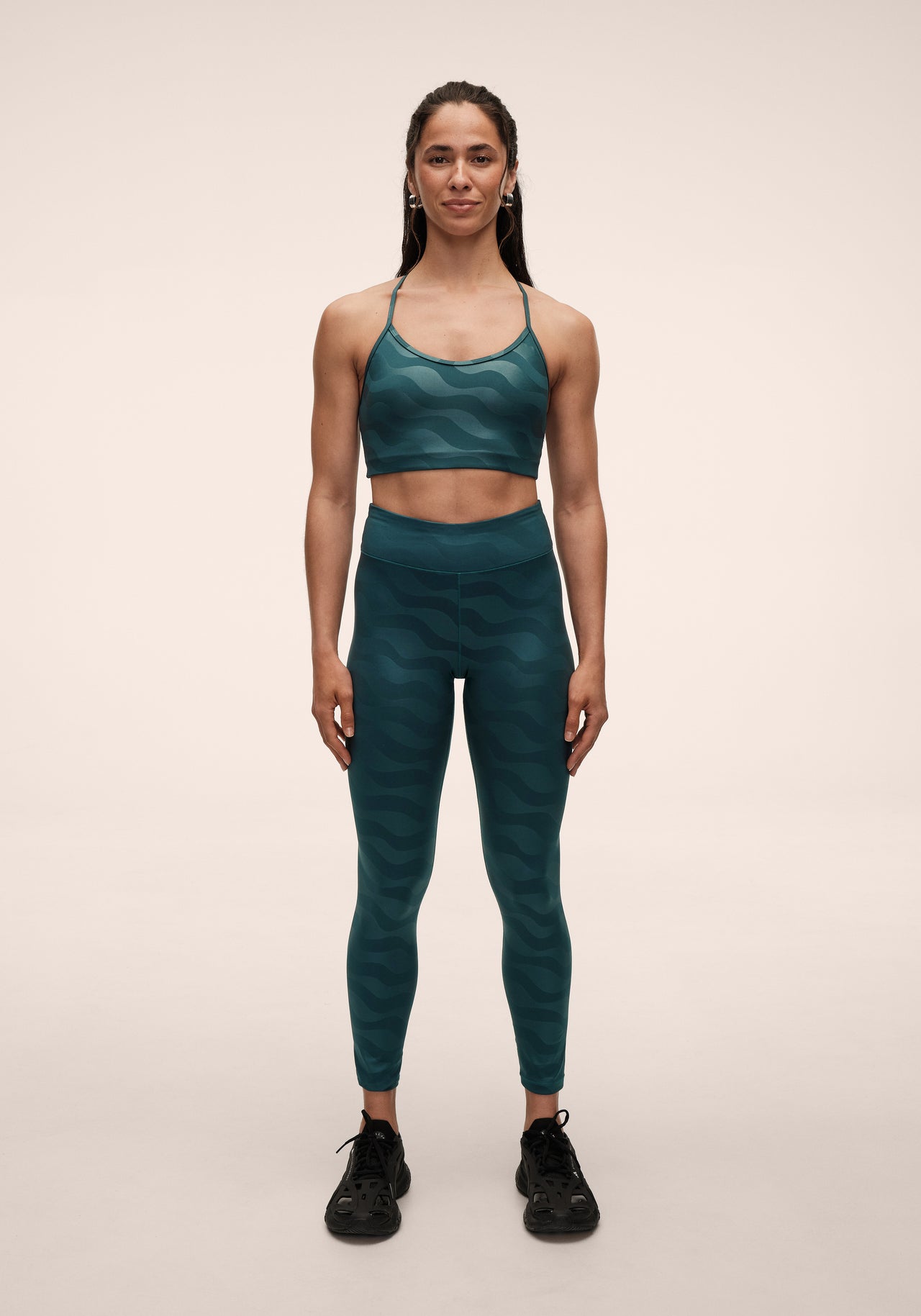 Heat Printed High Waist Tights - Ocean Geo