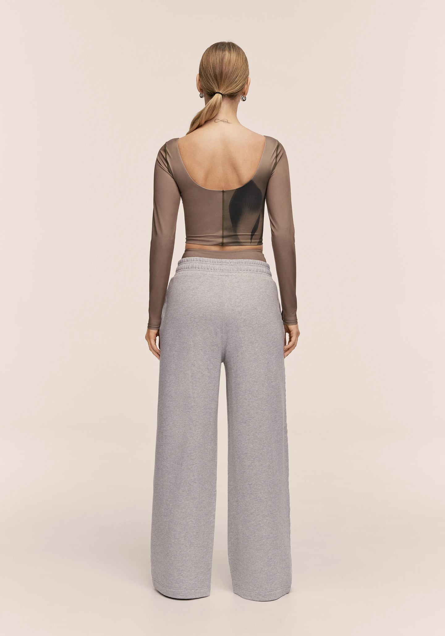 Reversed Seam Terry Loose Pants - Grey Melange