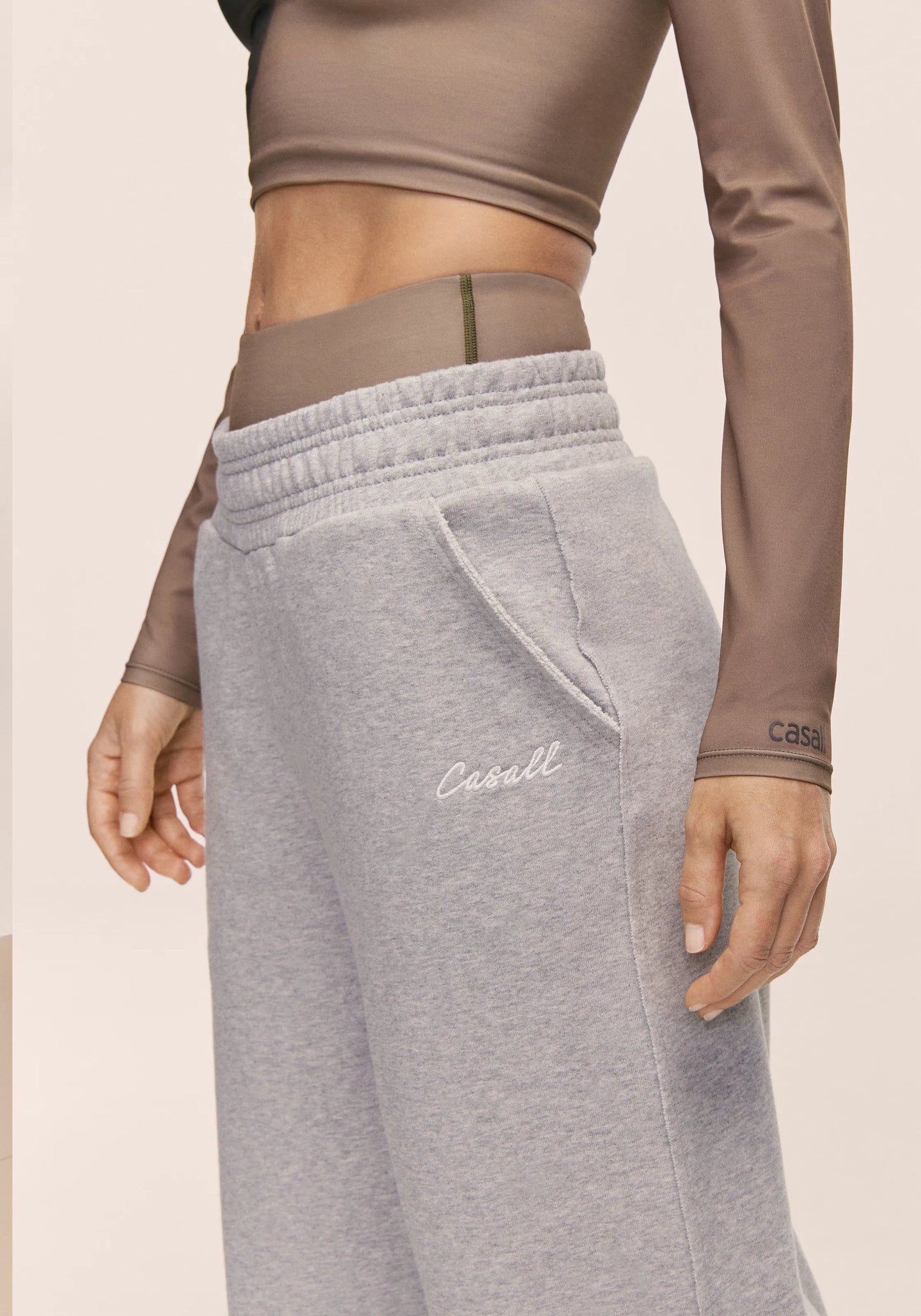 Reversed Seam Terry Loose Pants - Grey Melange