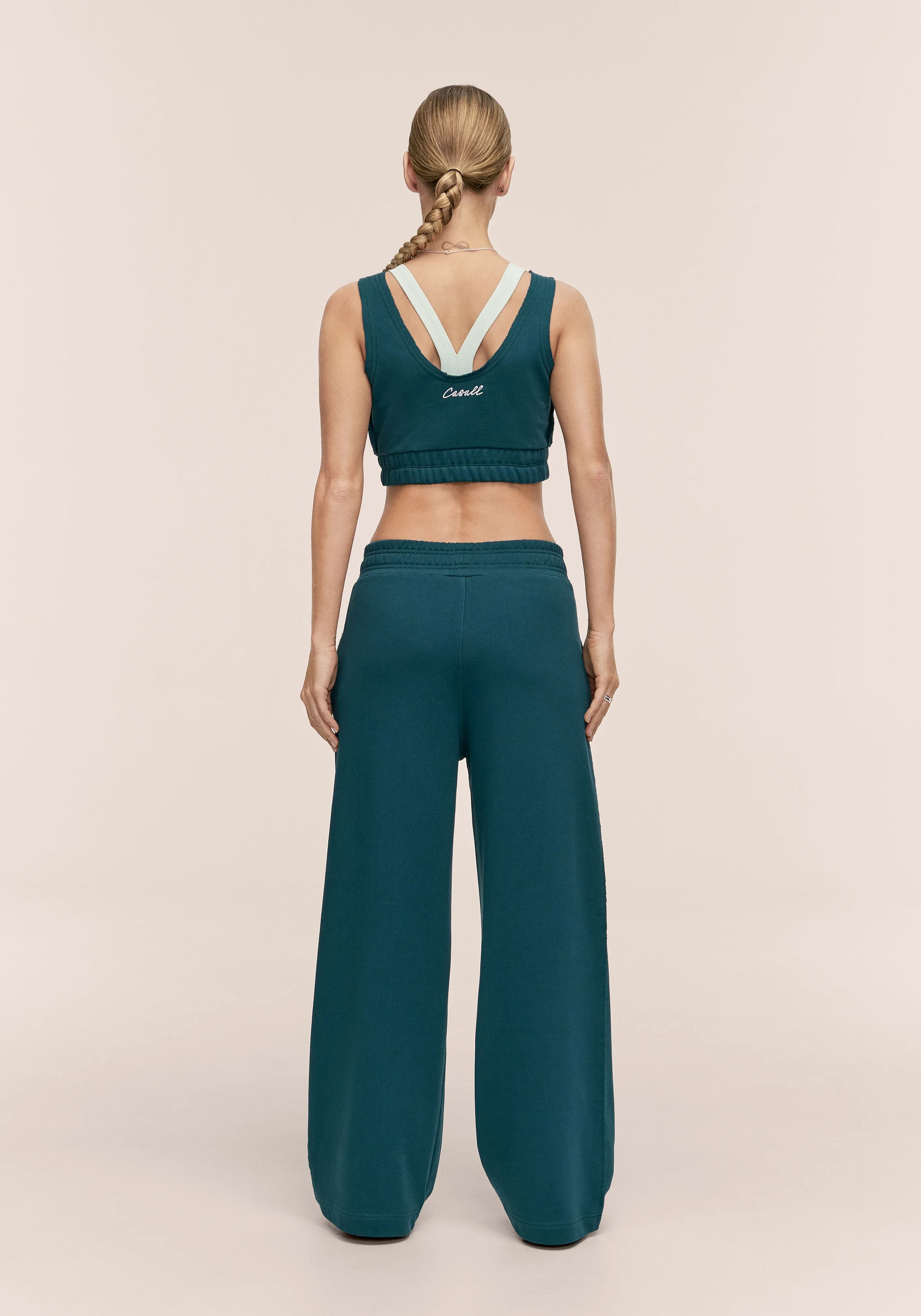 Reversed Seam Terry Loose Pants - Ocean Teal