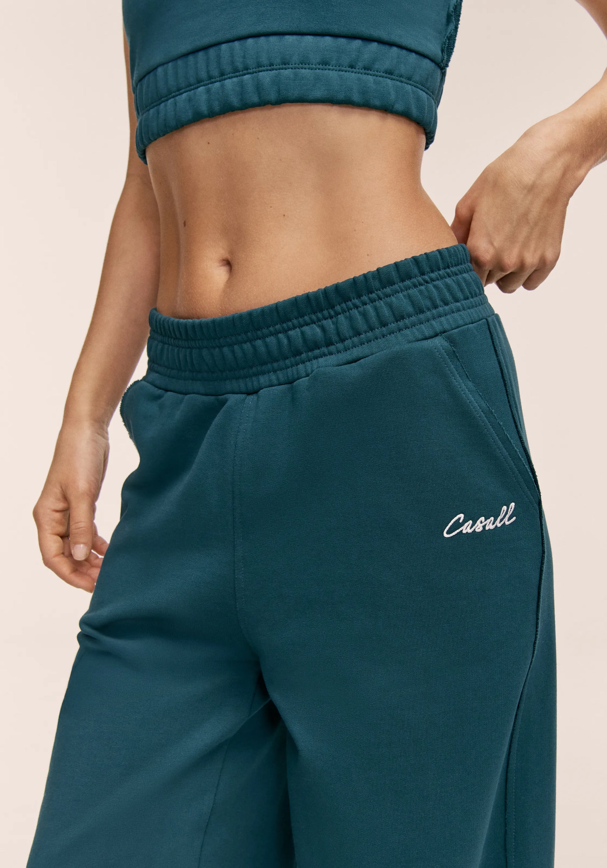 Reversed Seam Terry Loose Pants - Ocean Teal