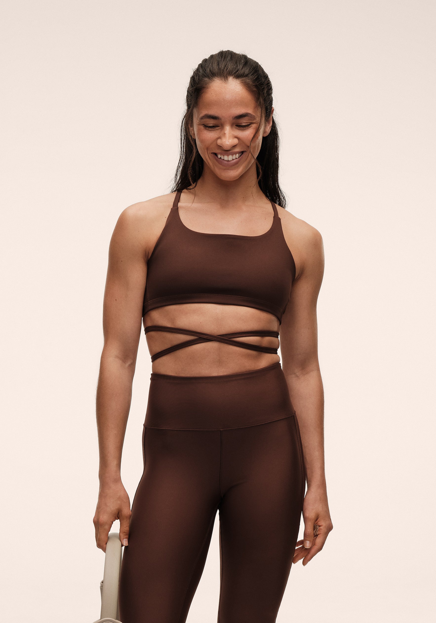 Lace-Up Strap Top - Dark Brown