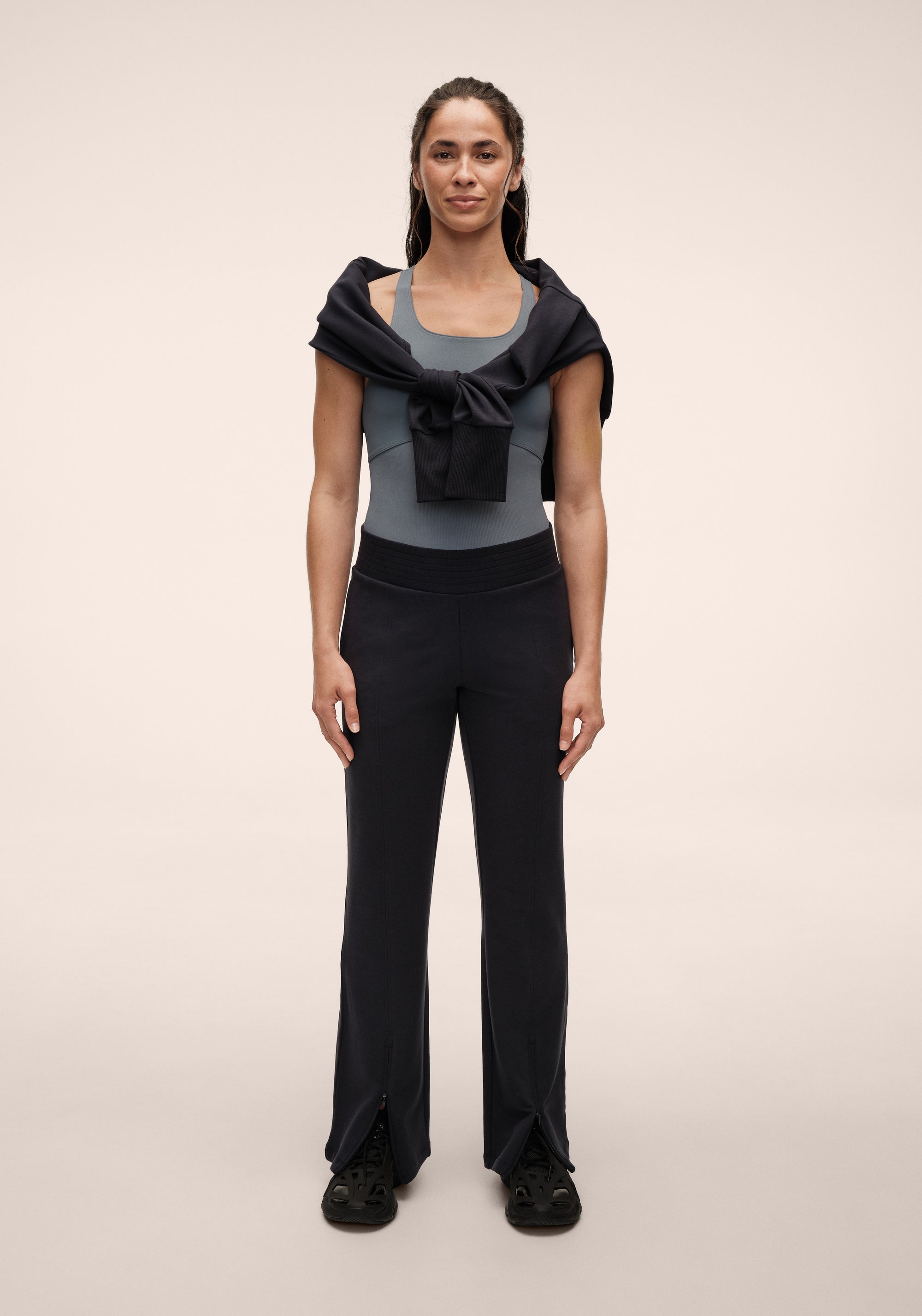 Terry Front Slit Pant - Core Blue
