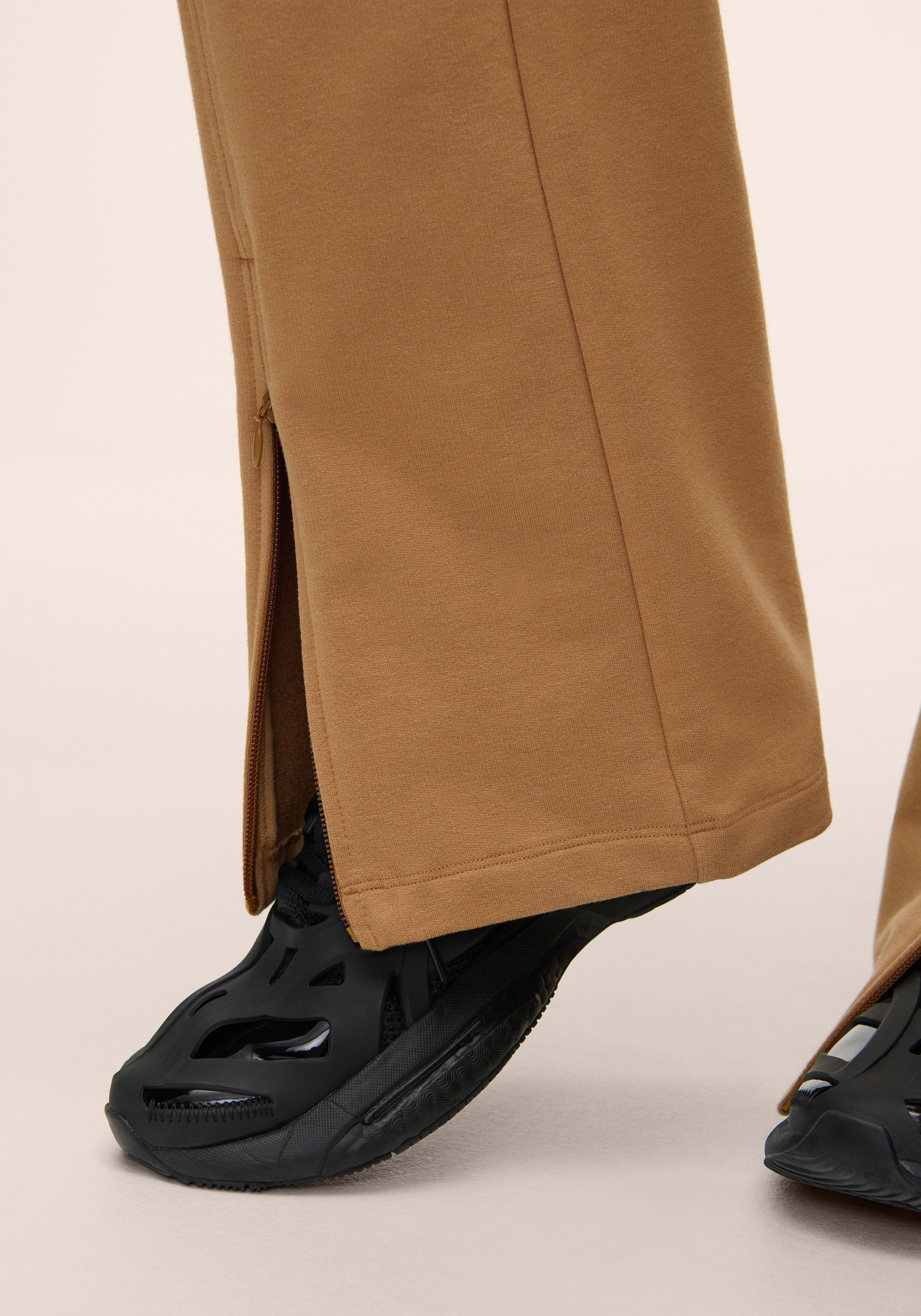 Terry Front Slit Pant - Golden Brown
