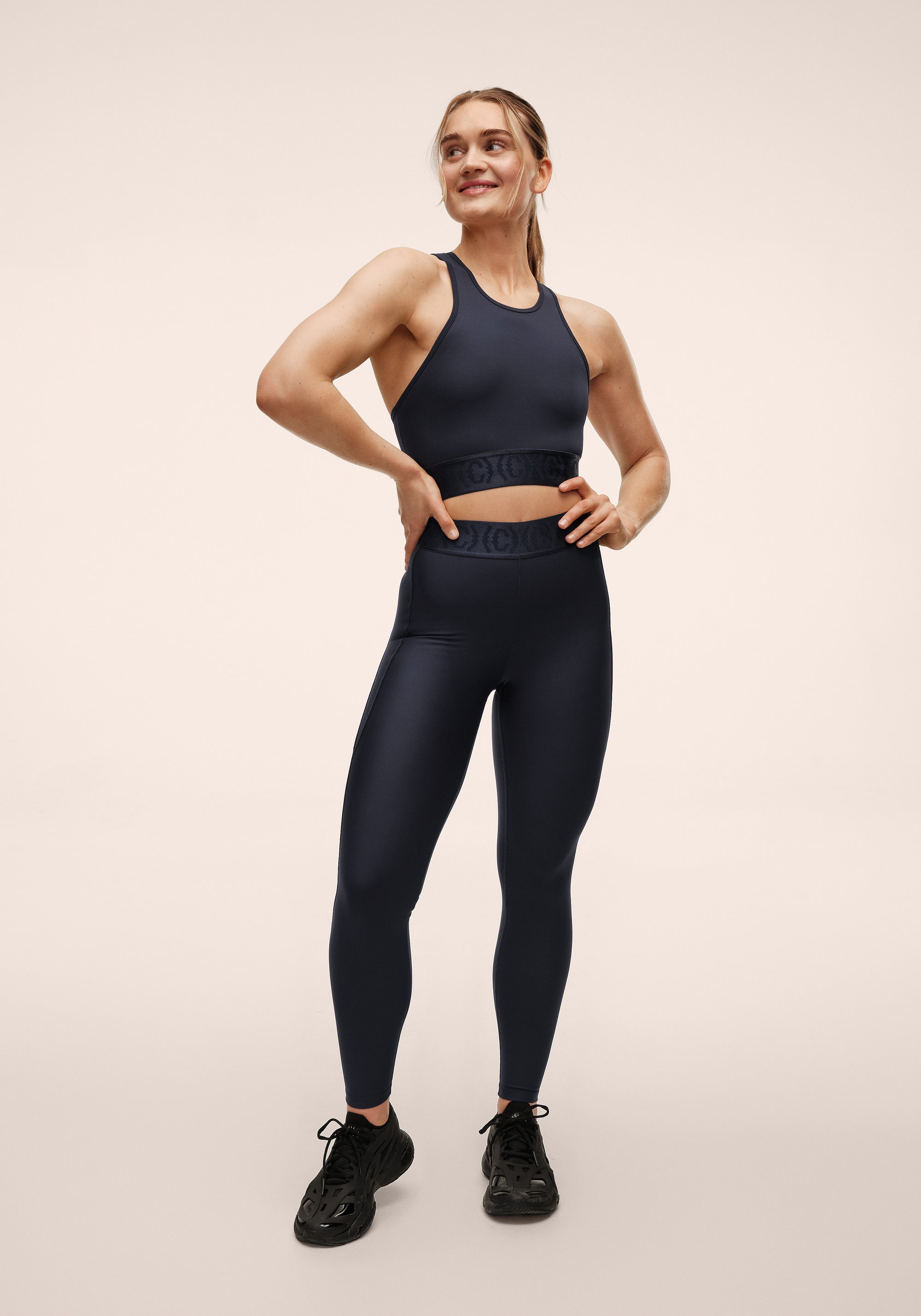 Logo Elastic High Waist Tights - Core Blue