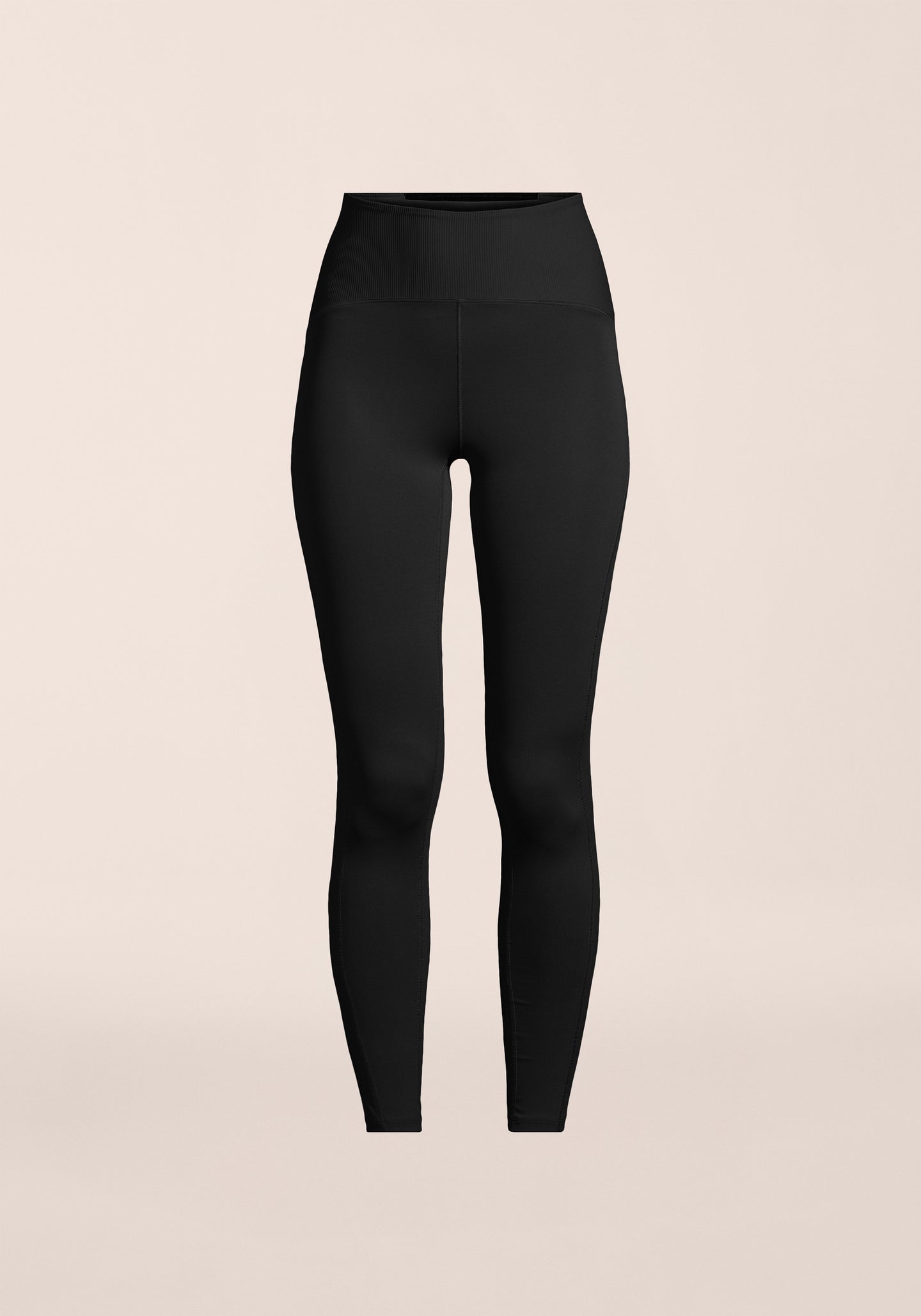 Brace Rib High Waist Tights - Black