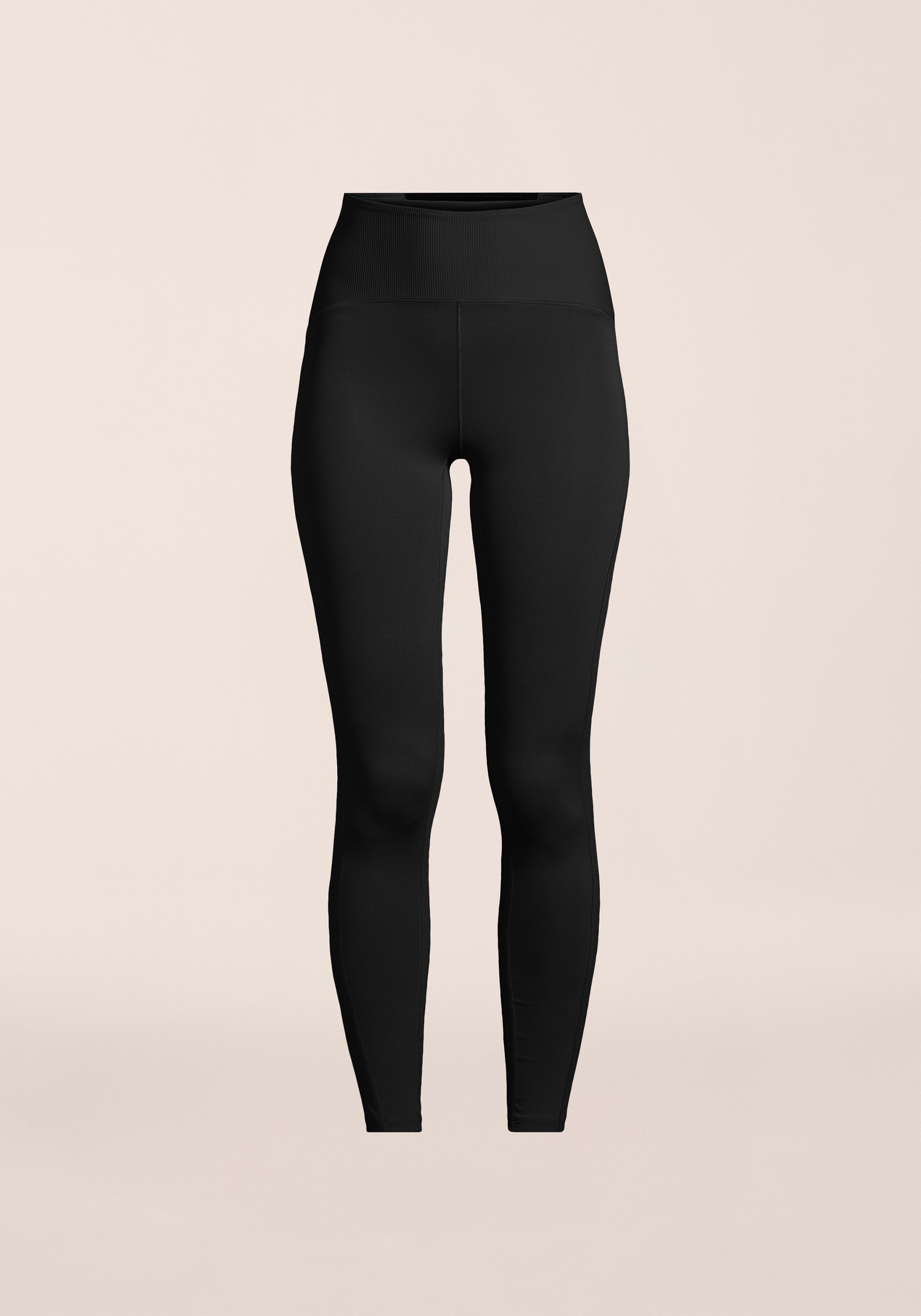 Brace Rib High Waist Tights - Black