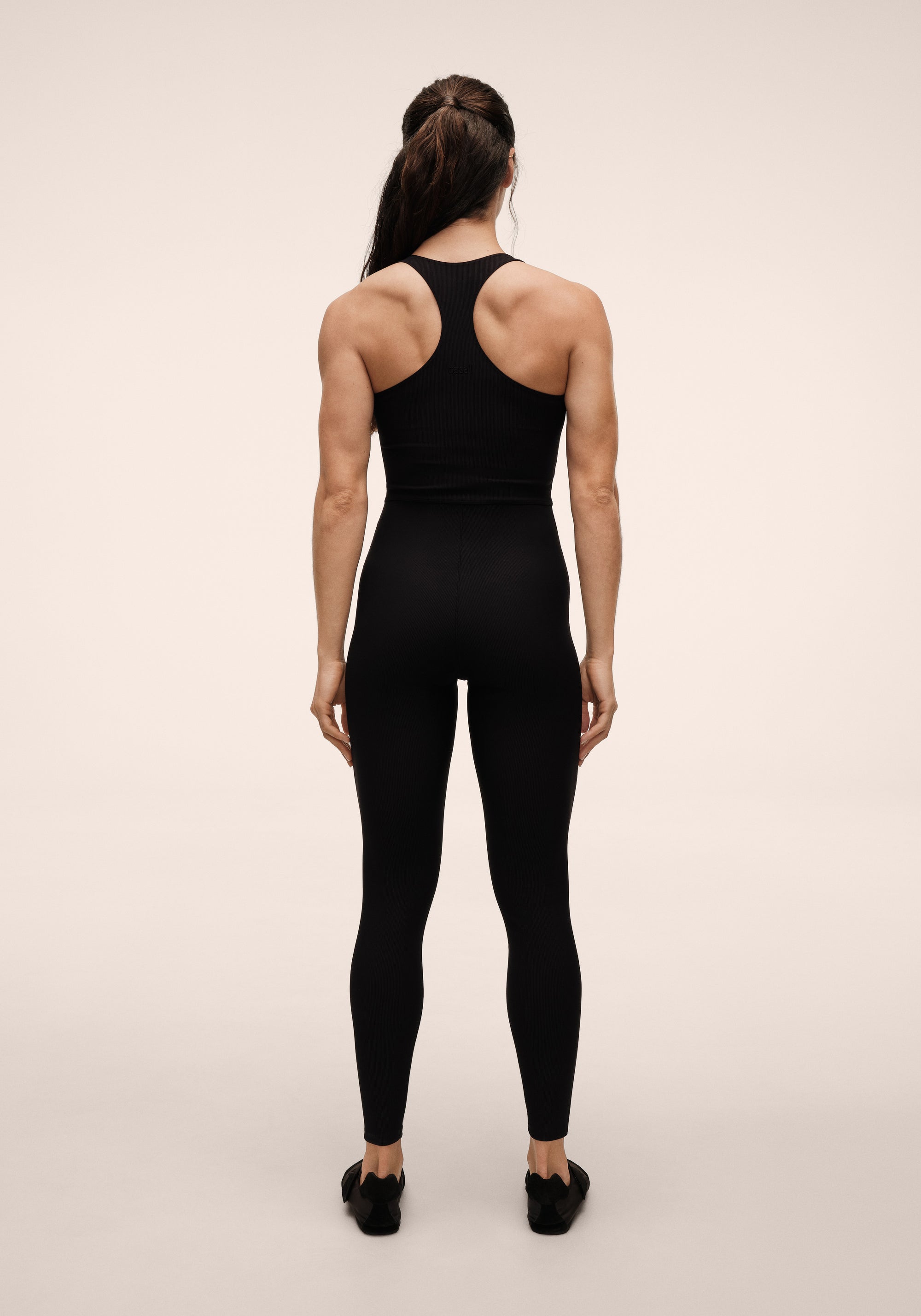 Brace Rib Zip Catsuit - Black