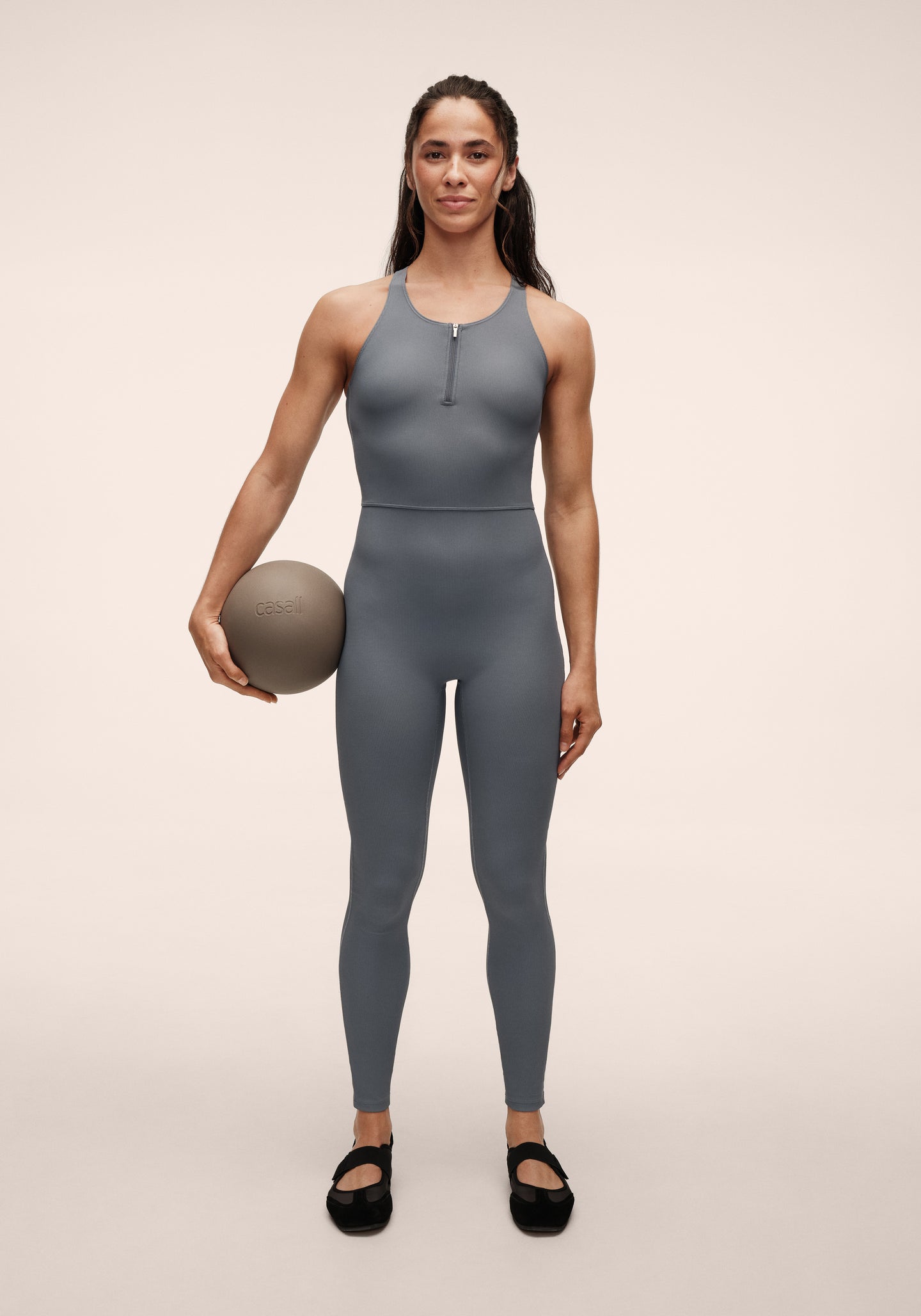 Brace Rib Zip Catsuit - Mirage Blue