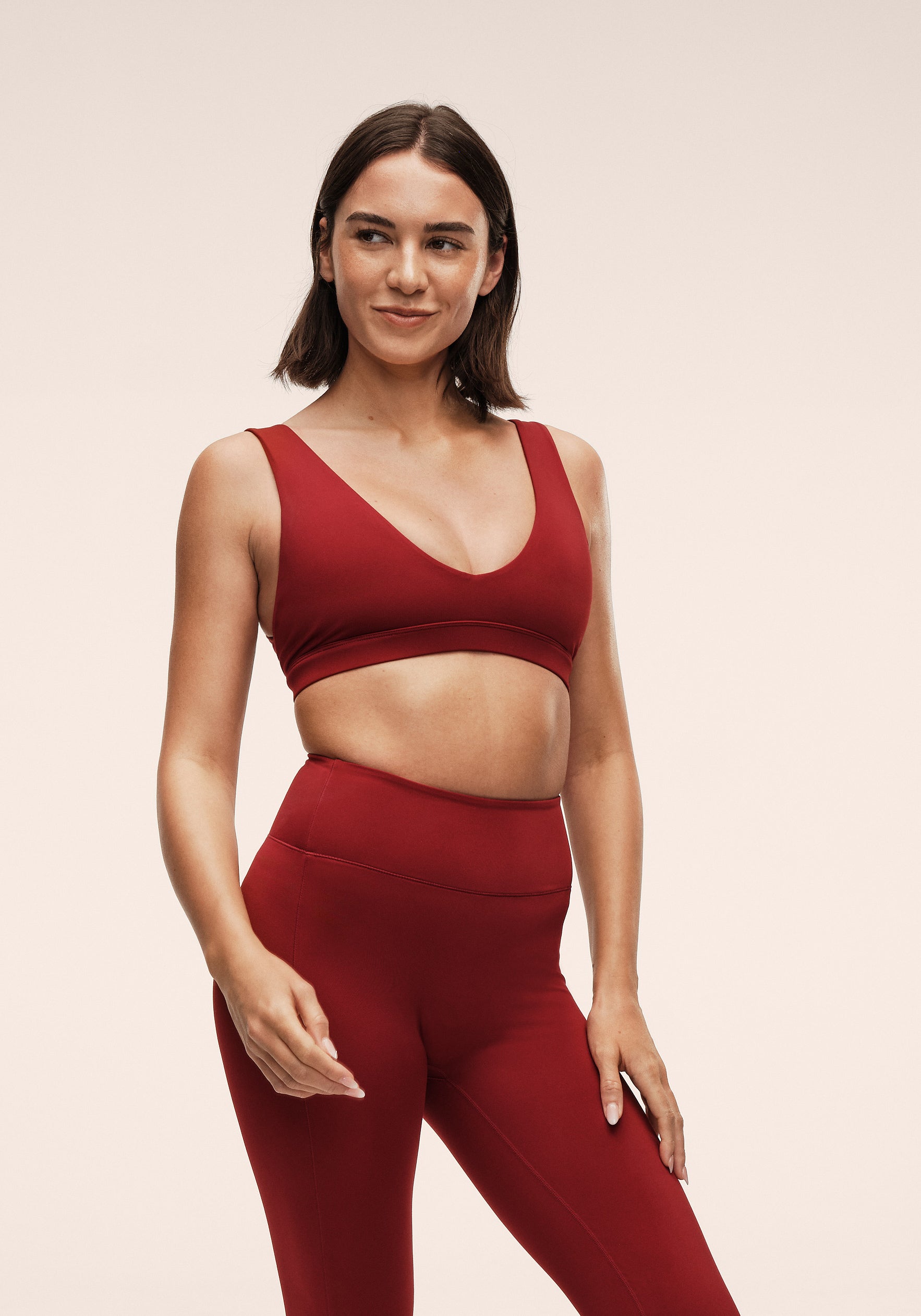 Soft Touch Padded Sports Bra - Maroon Red