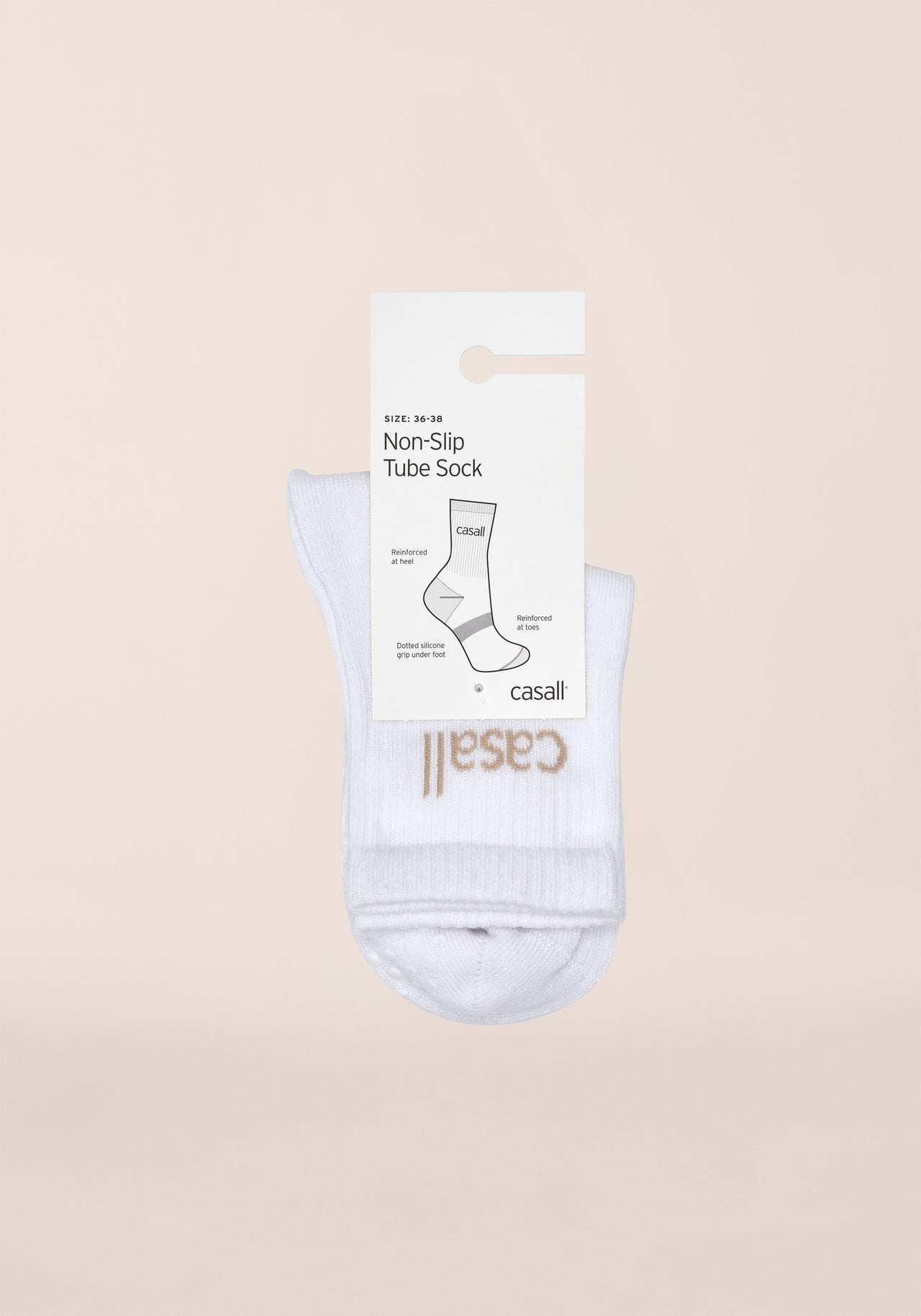 Non-Slip Tube Sock - White