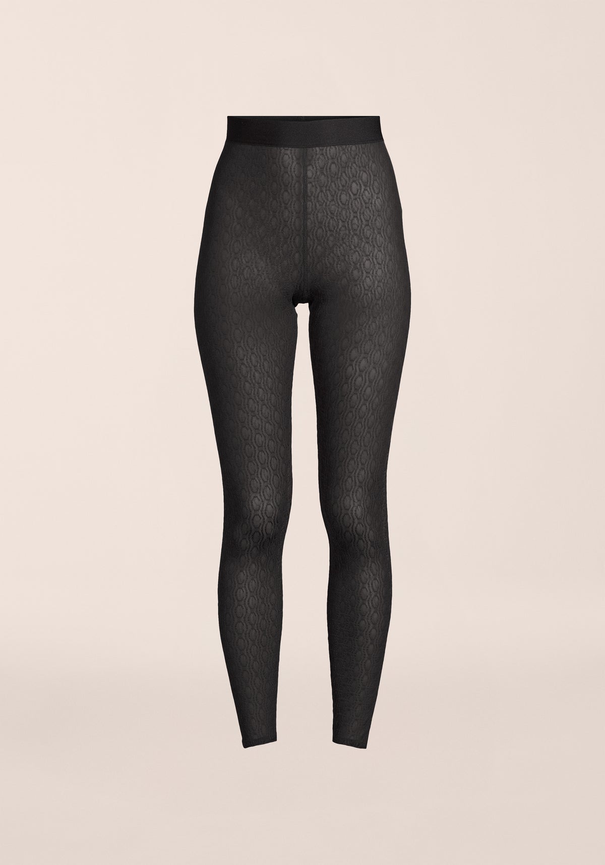 Jacquard Mesh Tights - Black