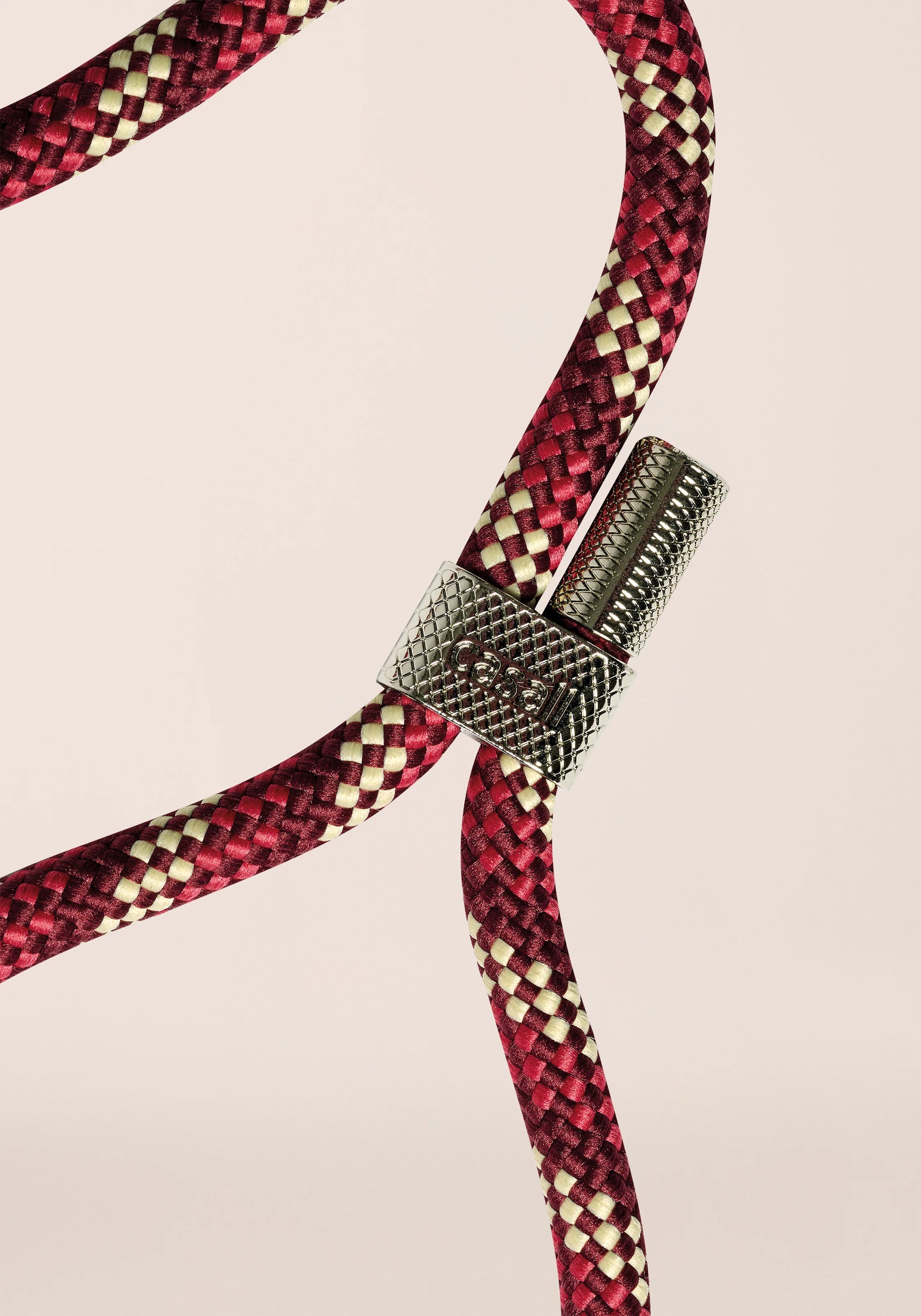 Braided Yoga Mat Carry Strap - Raspberry/Beige