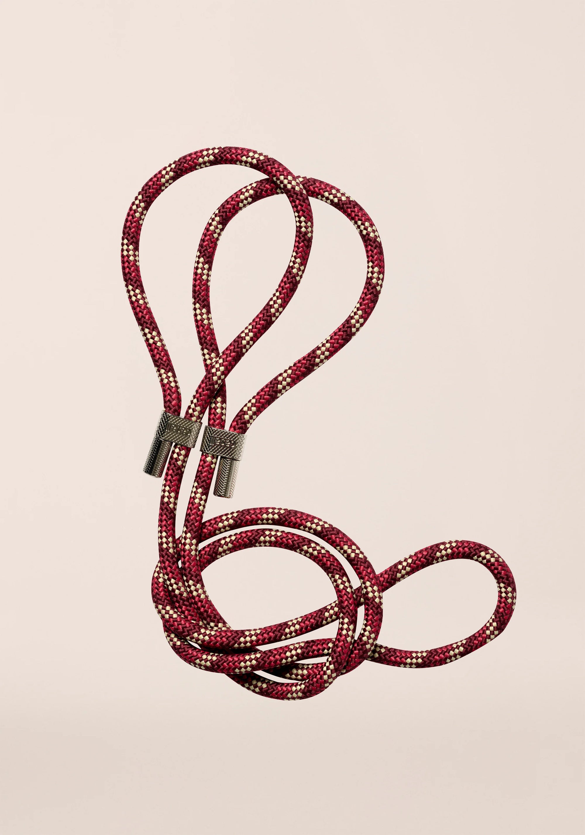 Braided Yoga Mat Carry Strap - Raspberry/Beige