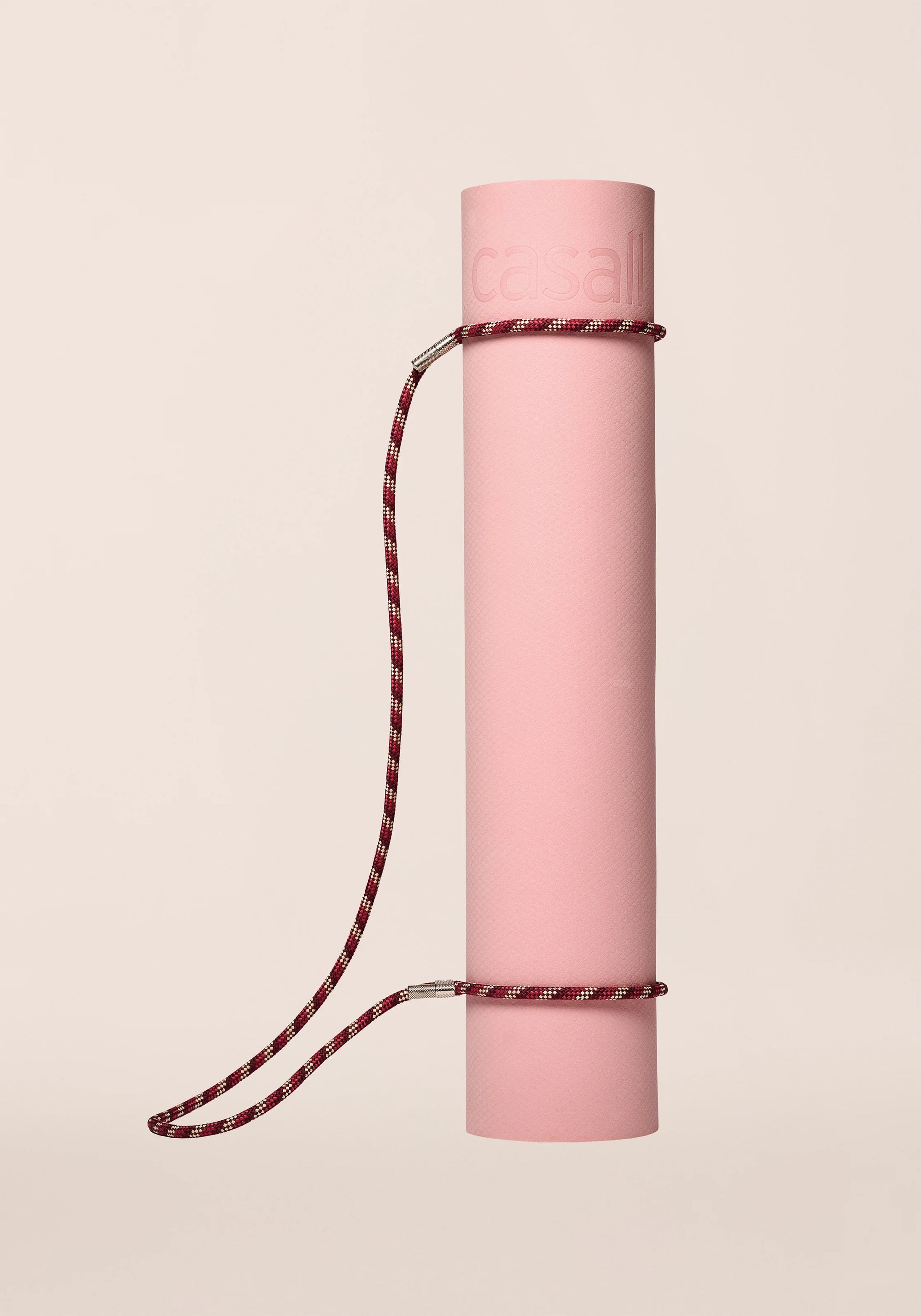 Braided Yoga Mat Carry Strap - Raspberry/Beige