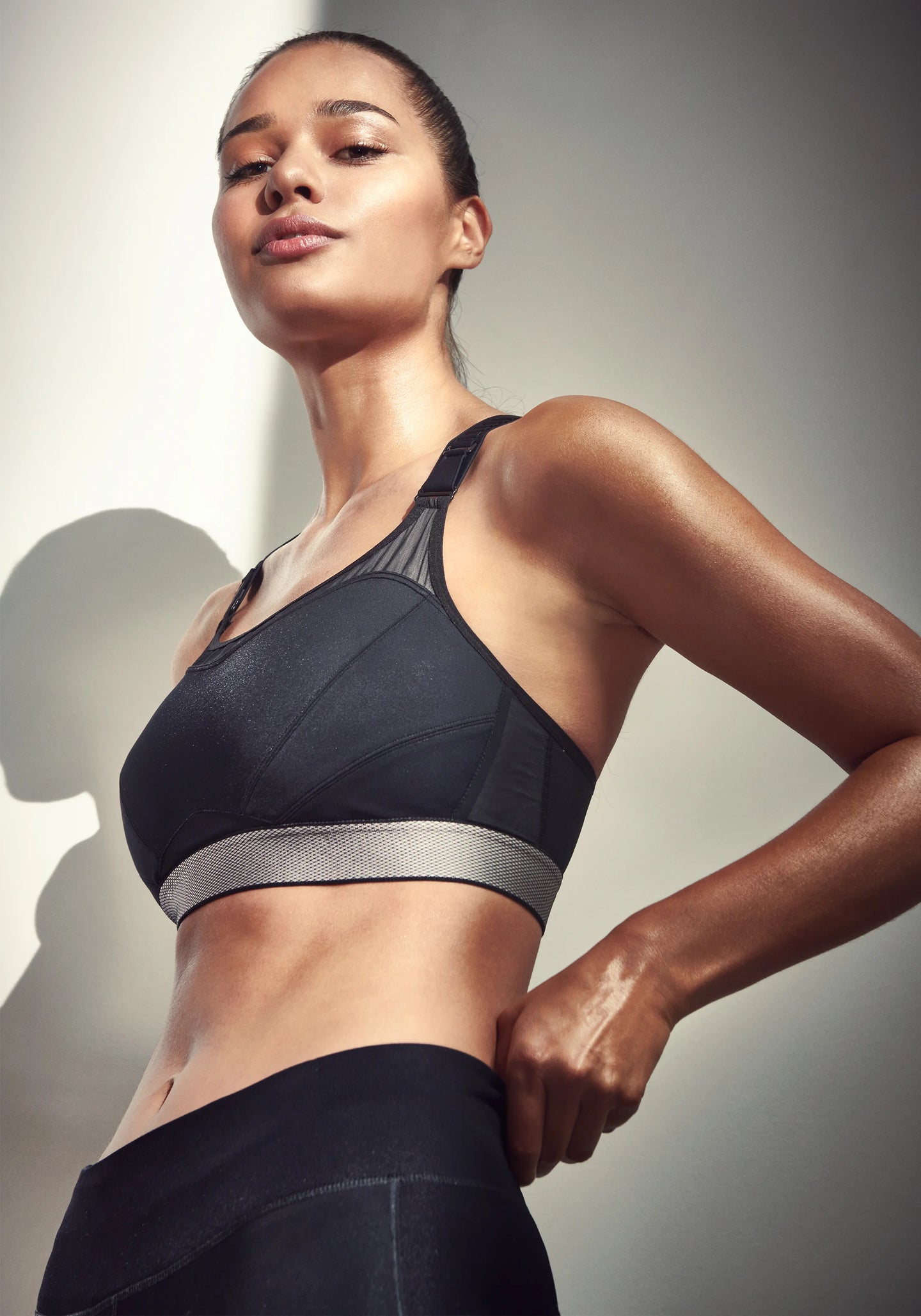 High Control Sports bra - Black/Liquid Metal