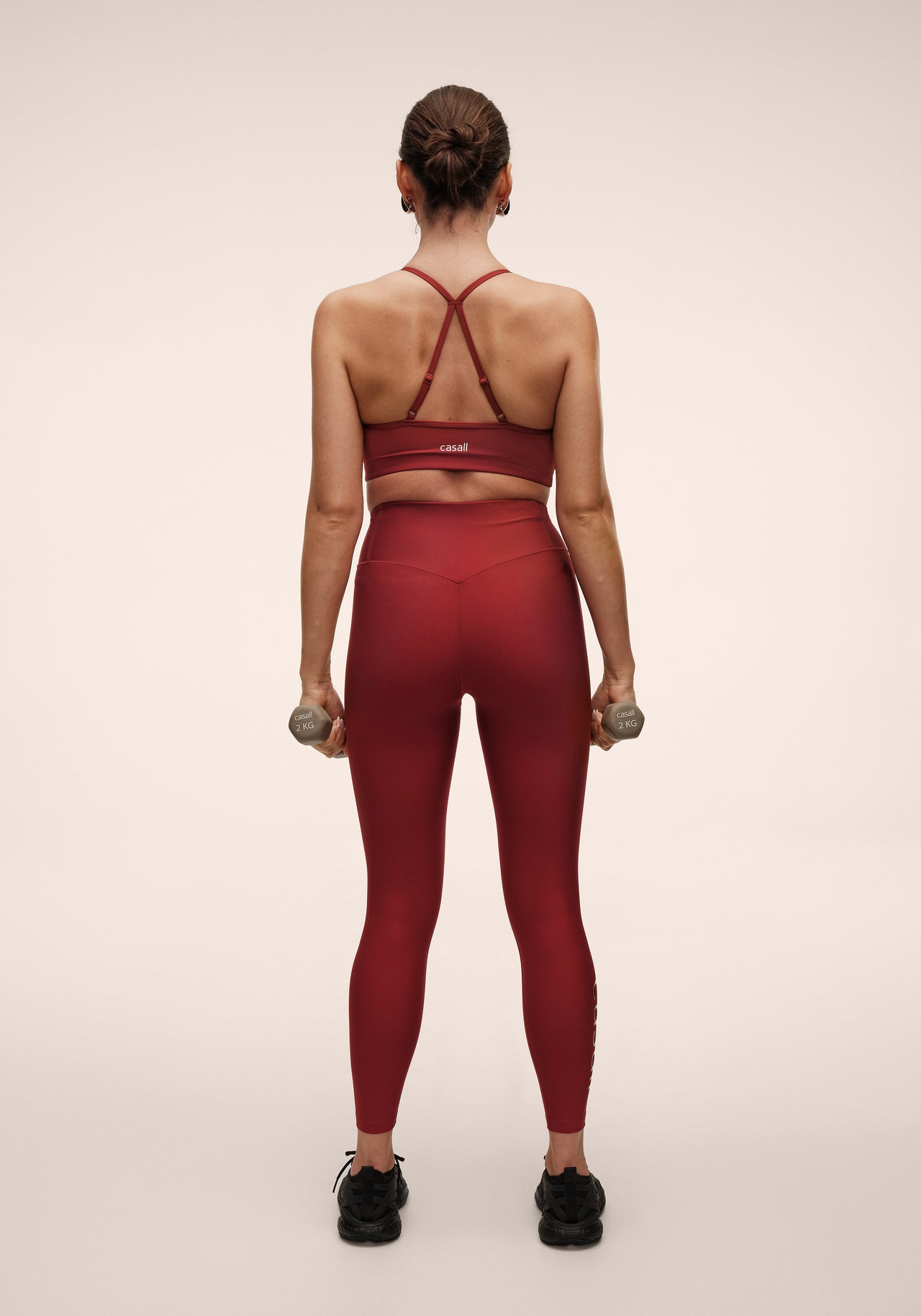 Graphic High Waist Tights - Maroon Red