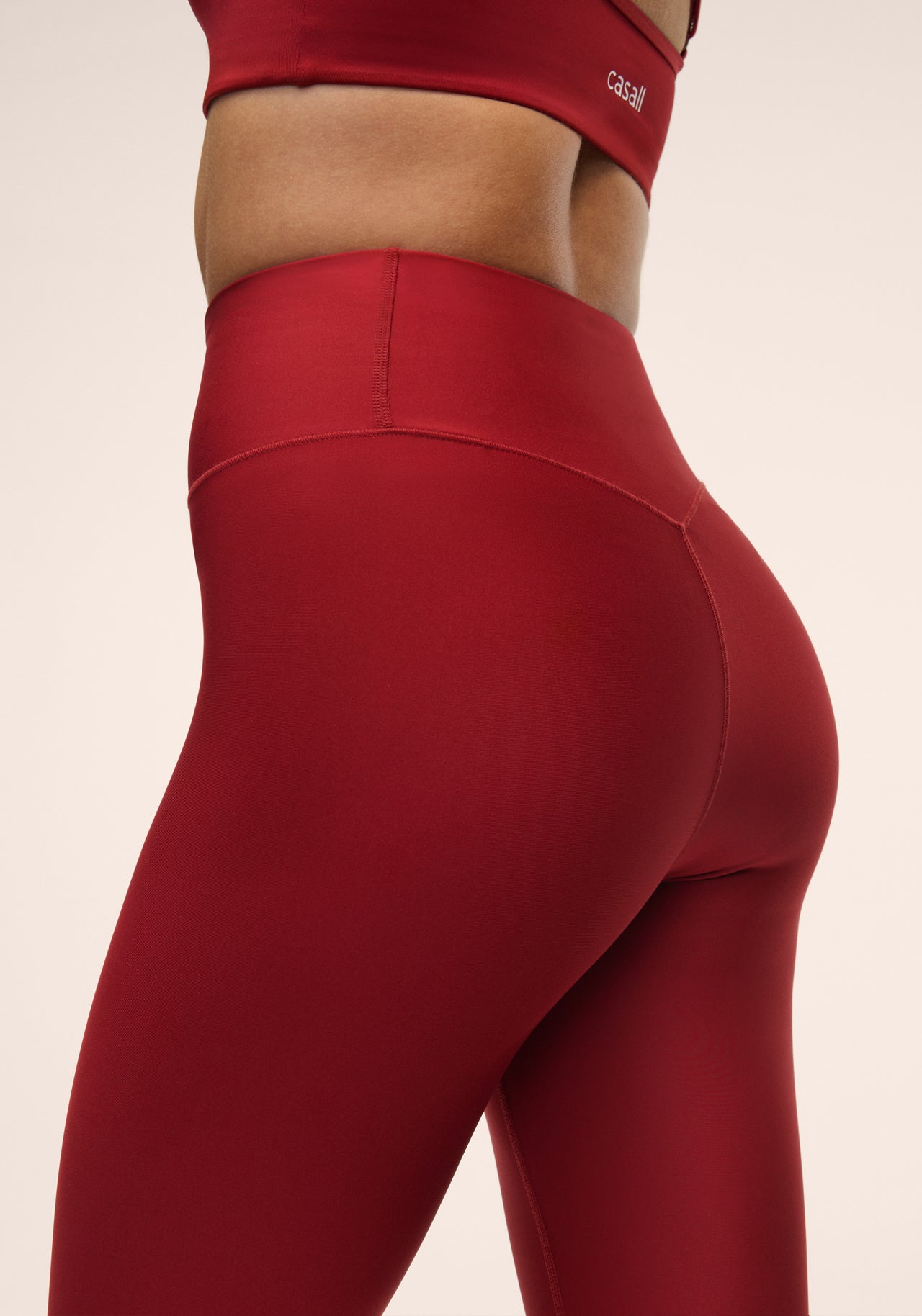 Graphic High Waist Tights - Maroon Red