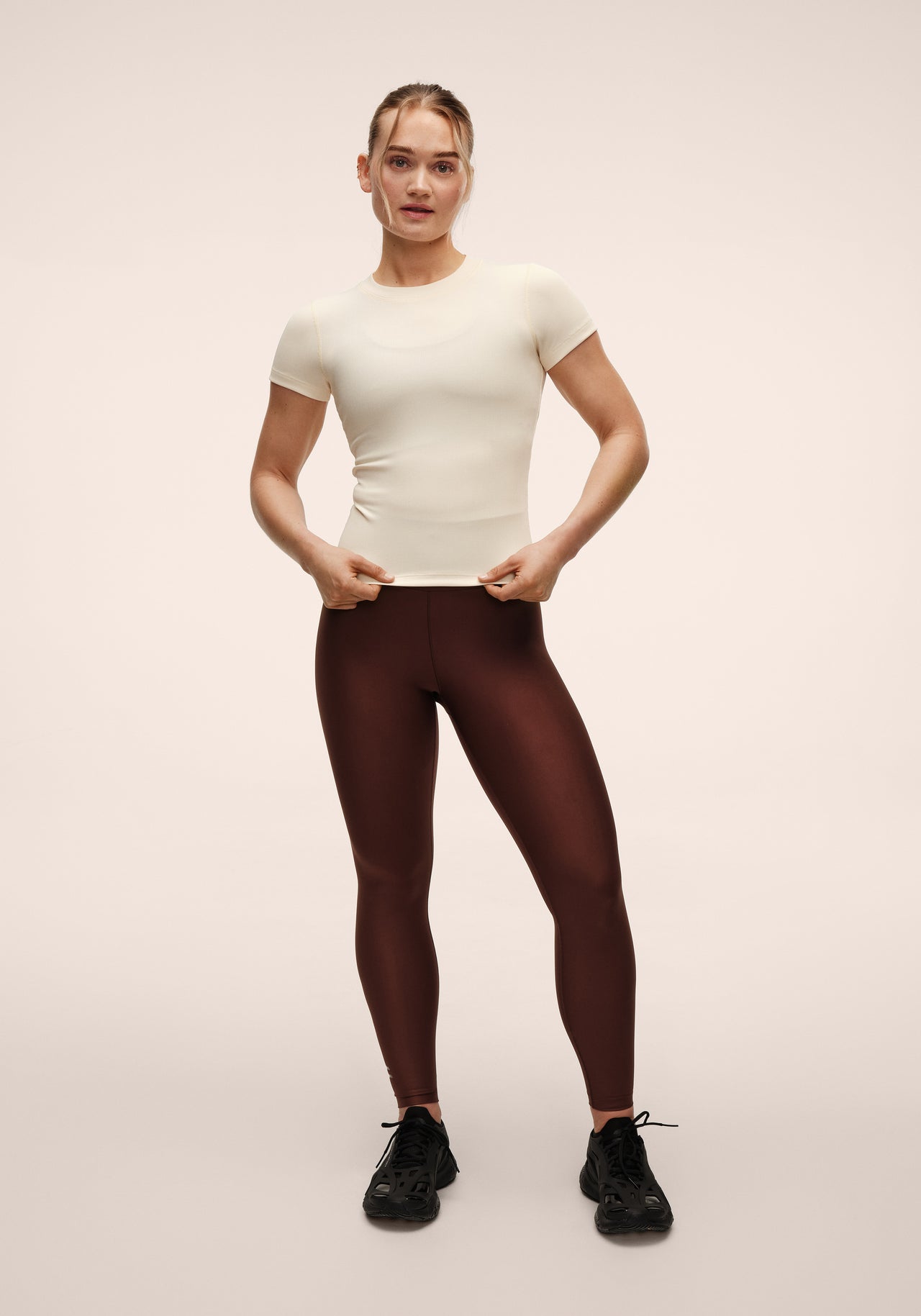 Graphic High Waist Tights - Dark Brown