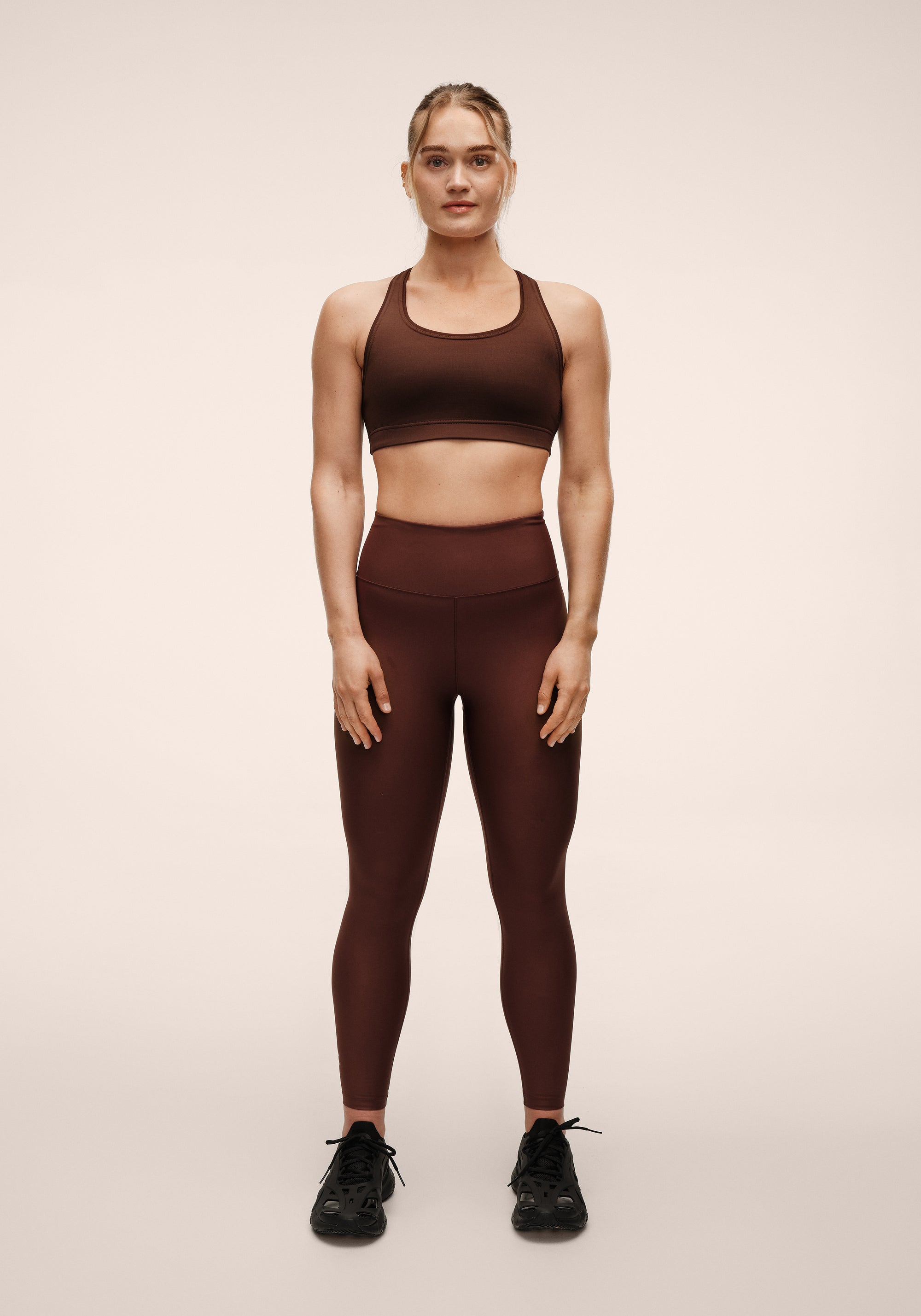 Graphic High Waist Tights - Dark Brown