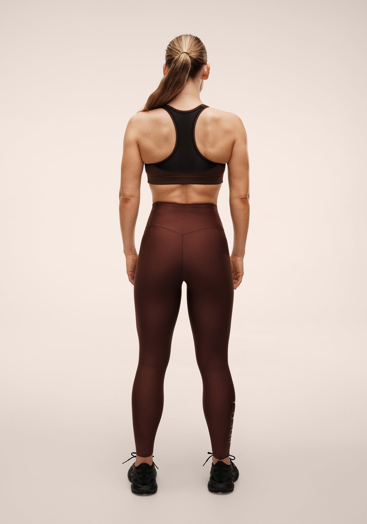 Graphic High Waist Tights - Dark Brown