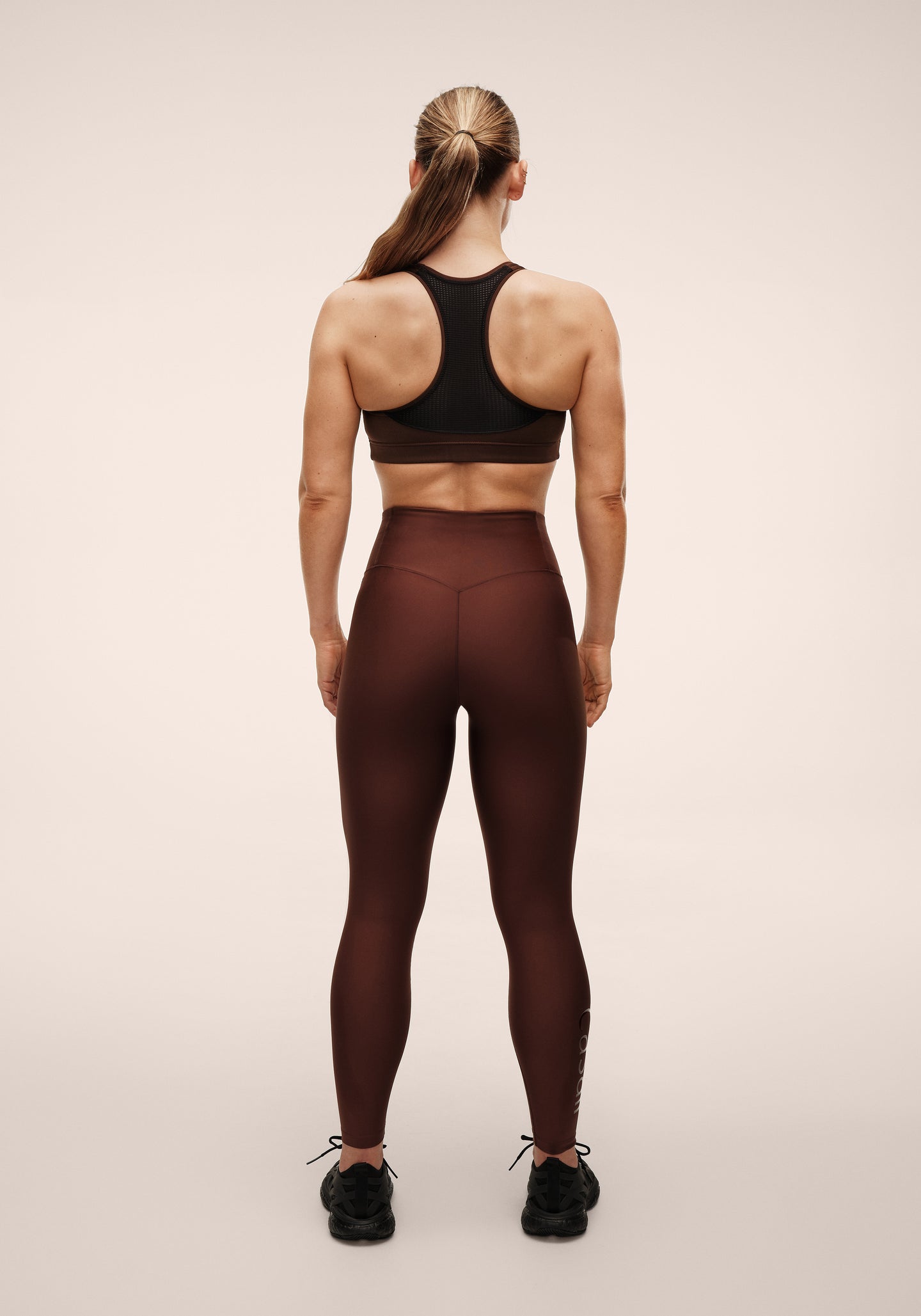 Graphic High Waist Tights - Dark Brown