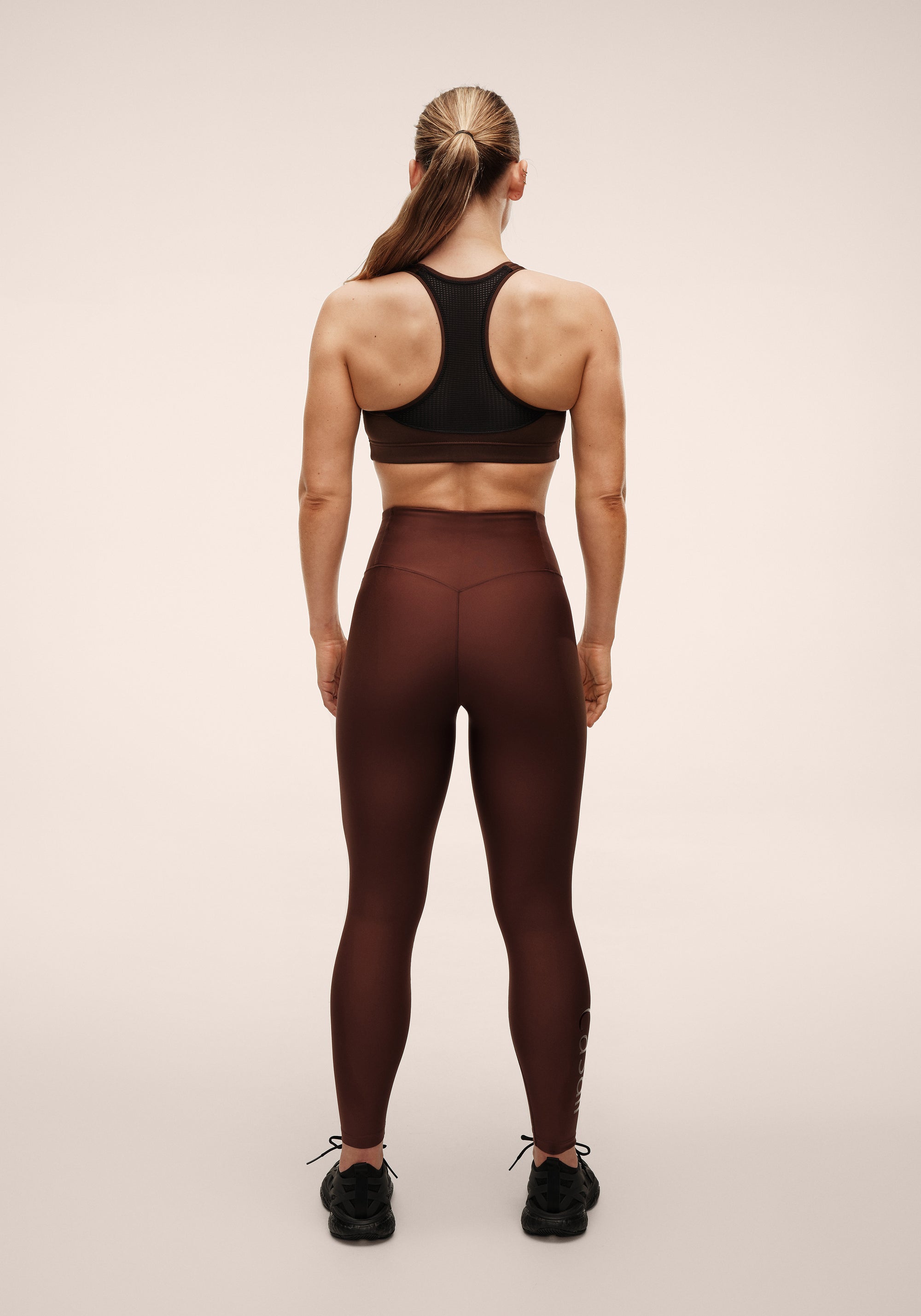 Graphic High Waist Tights - Dark Brown