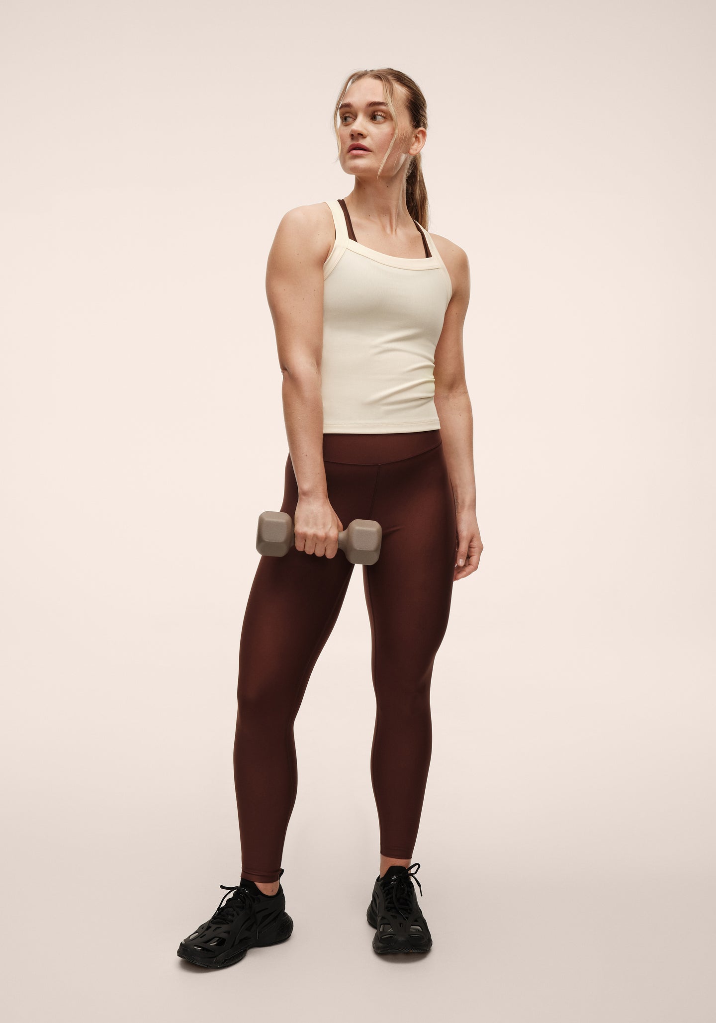 Graphic High Waist Tights - Dark Brown