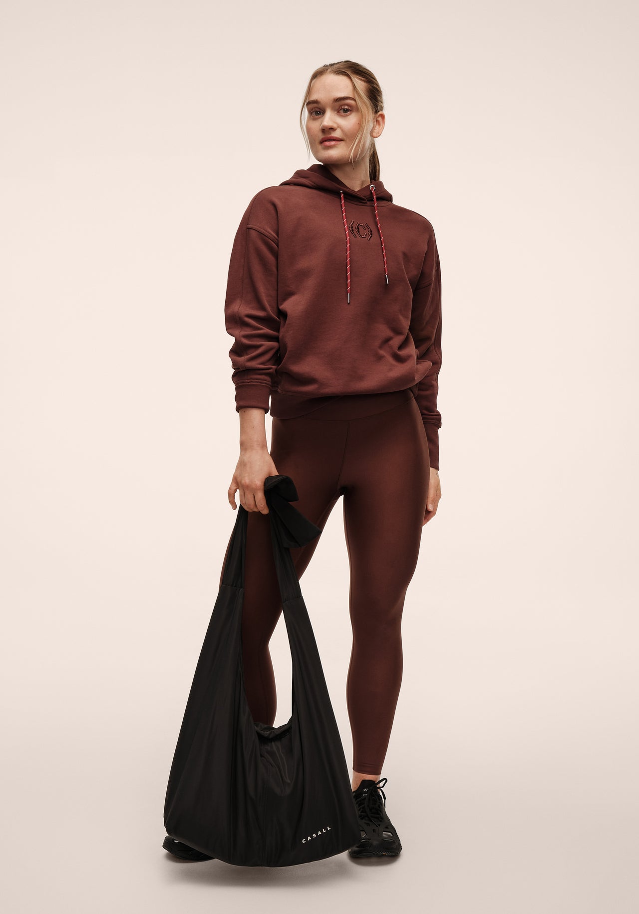 Graphic High Waist Tights - Dark Brown
