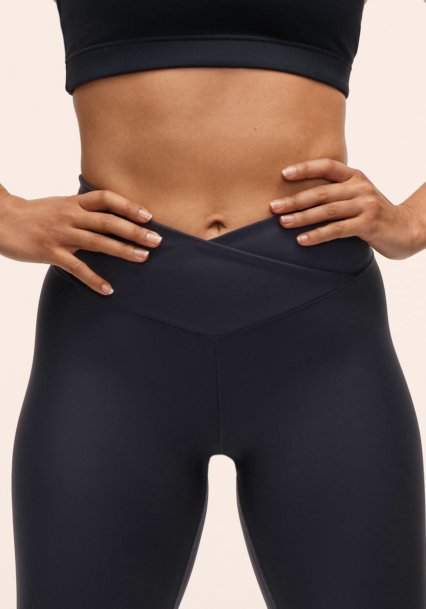 Overlap High Waist Tights - Core Blue