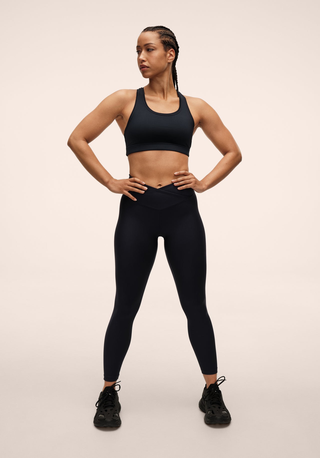 Overlap High Waist Tights - Core Blue