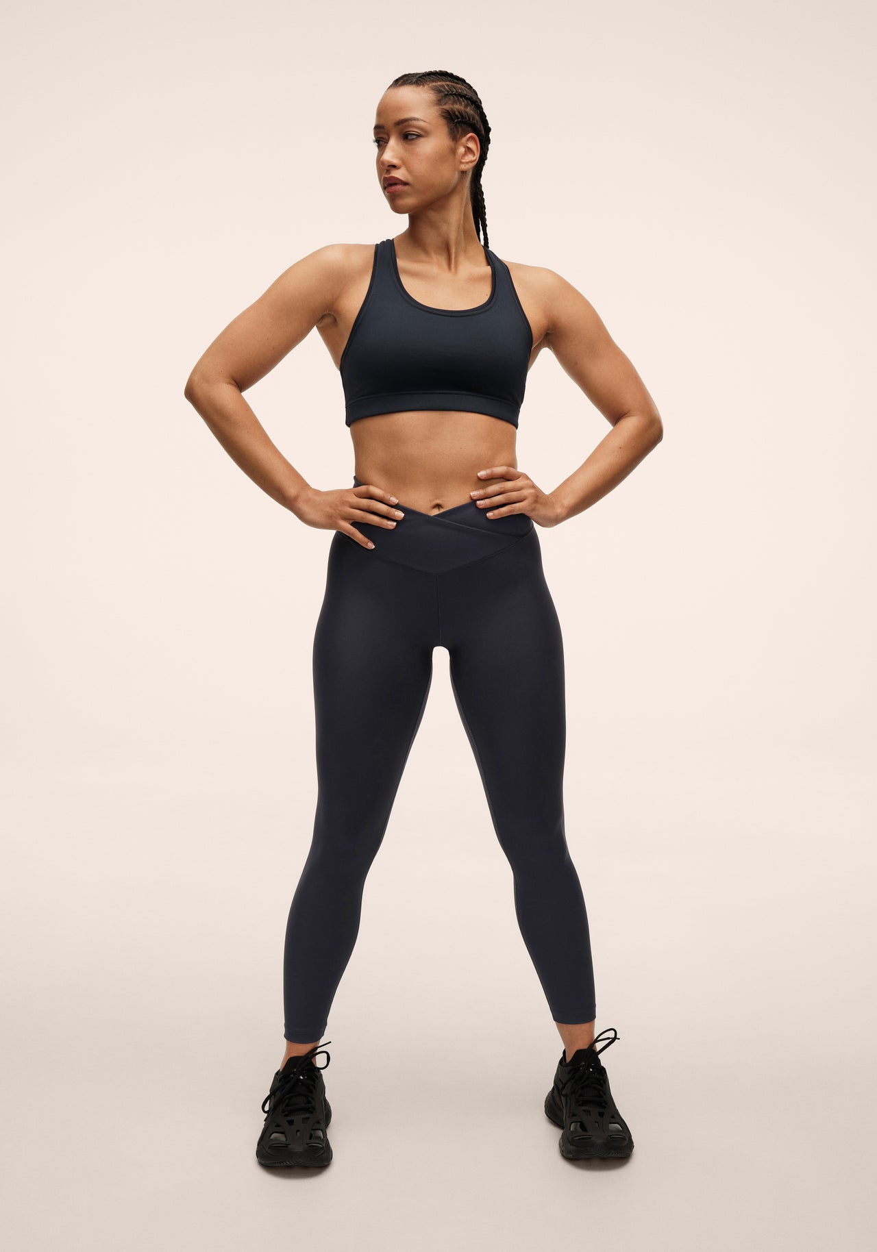 Overlap High Waist Tights - Core Blue