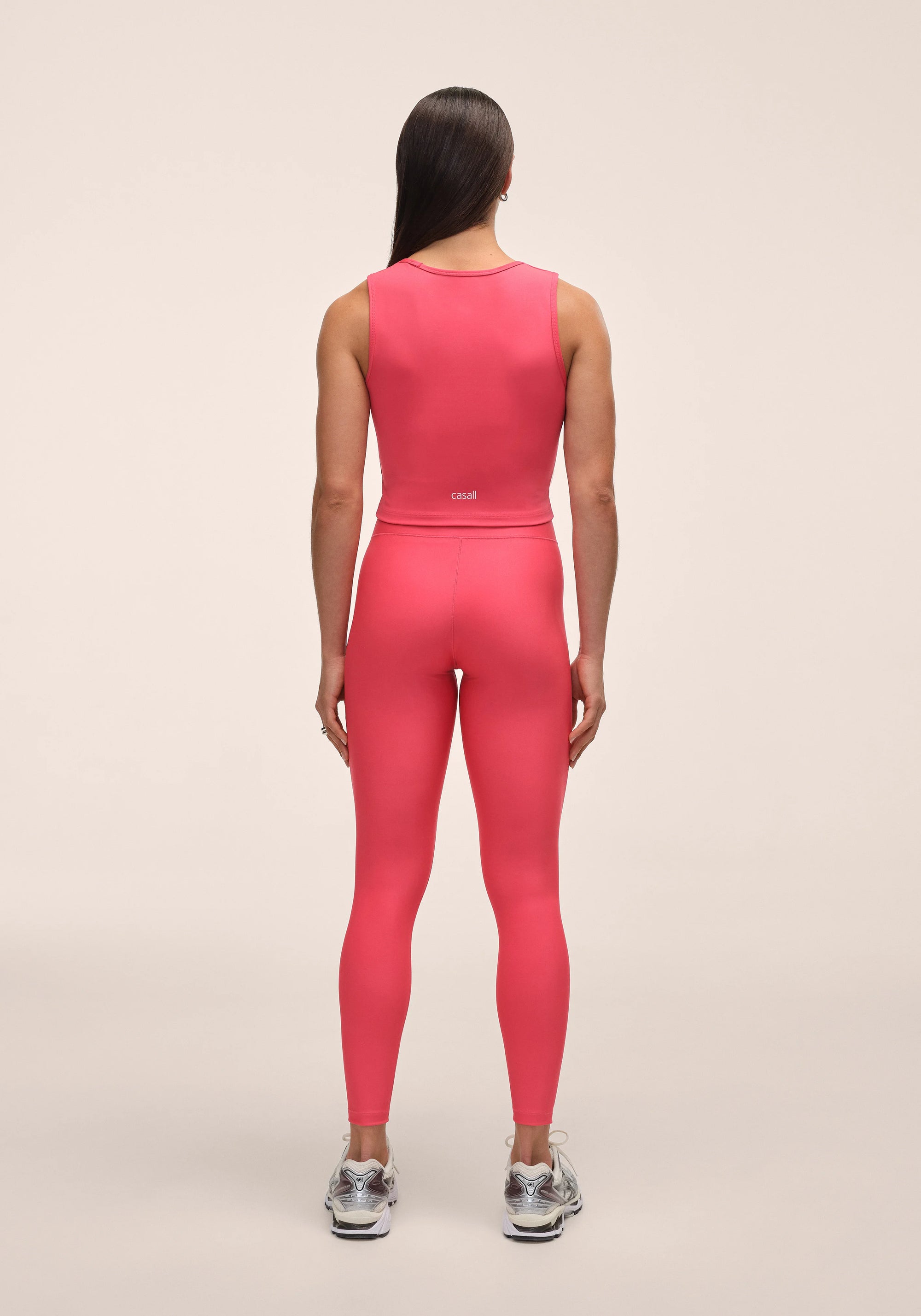 Overlap High Waist Tights - Ruby Blush