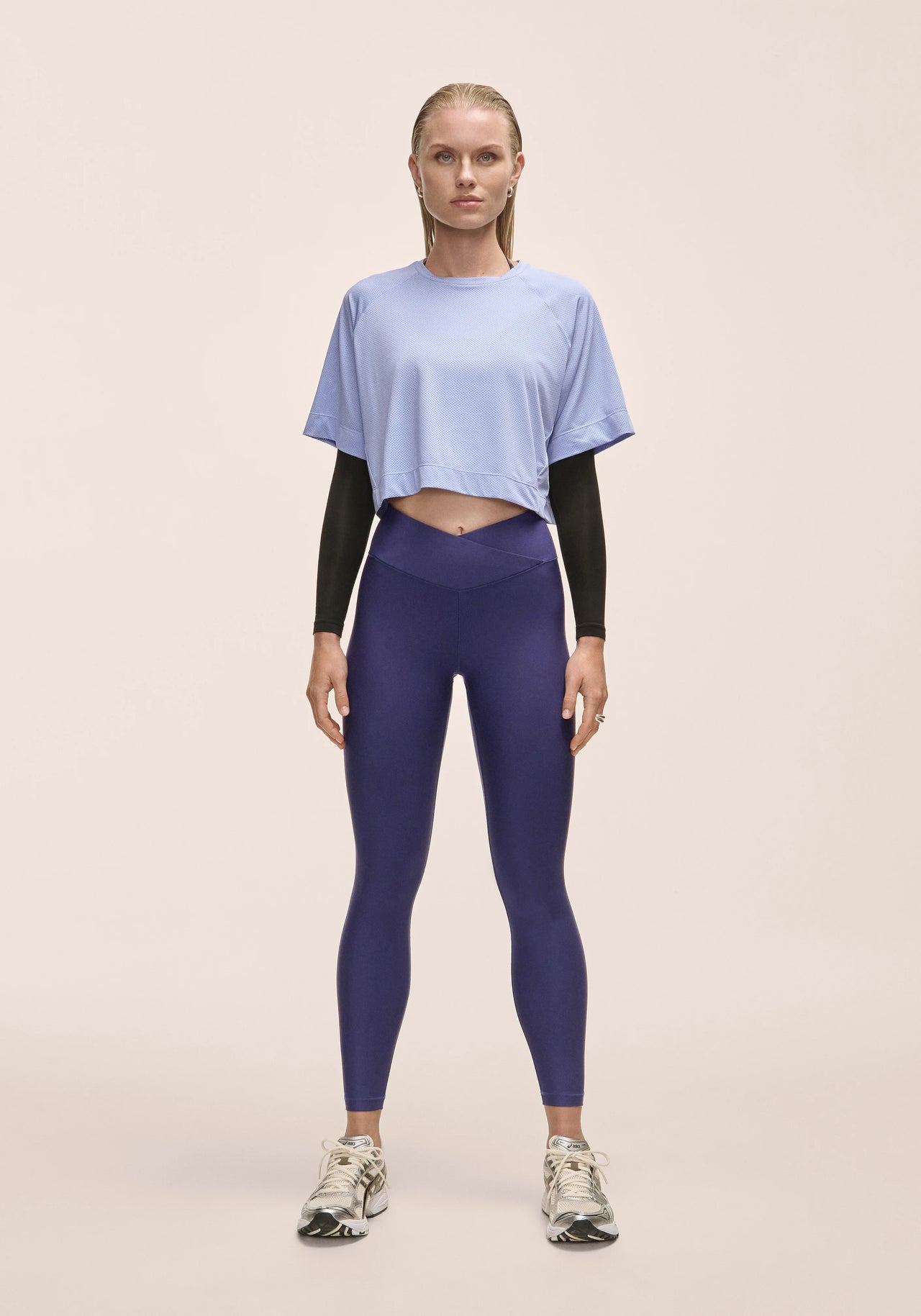 Overlap High Waist Tights - Purple Eclipse