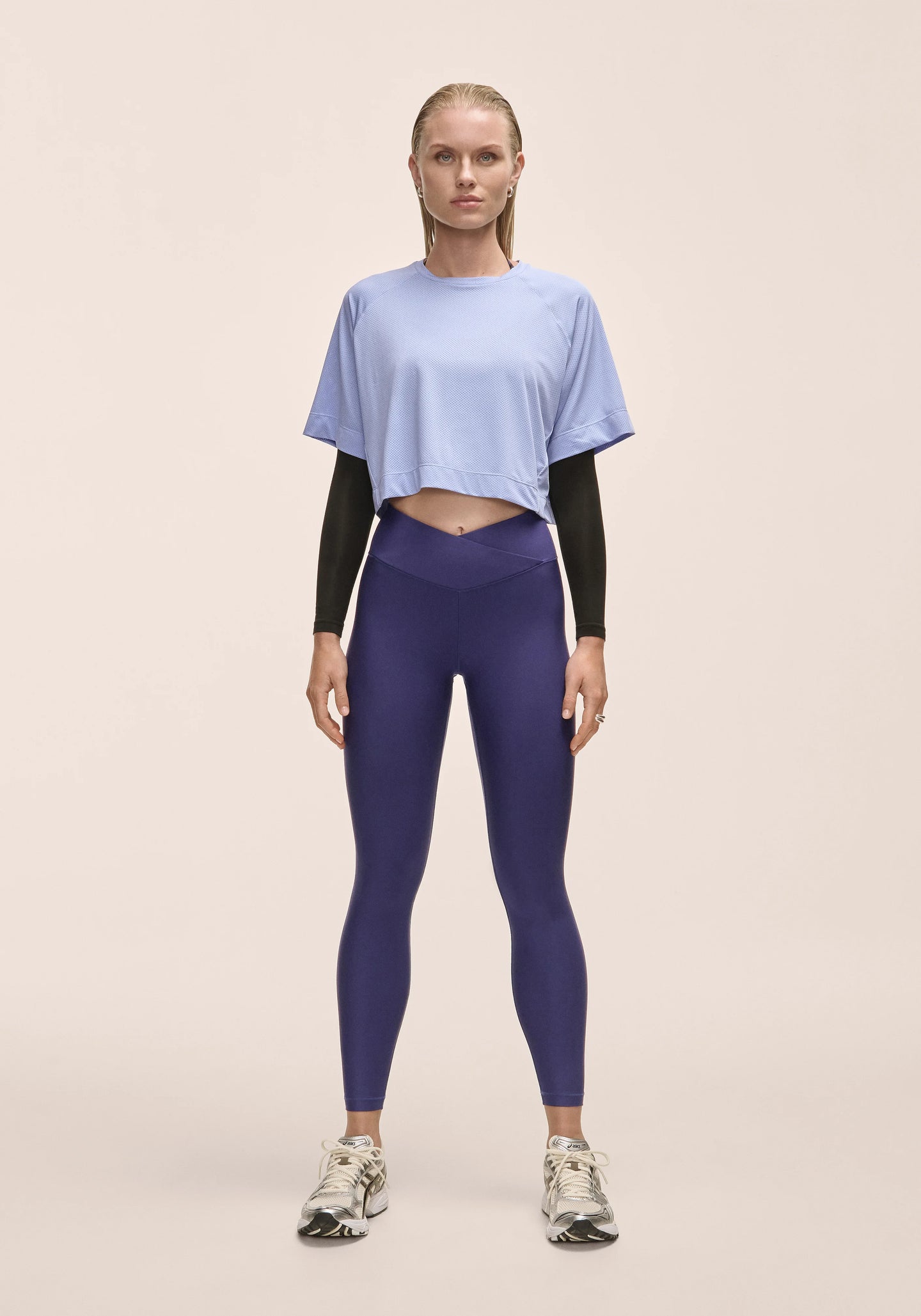Overlap High Waist Tights - Purple Eclipse
