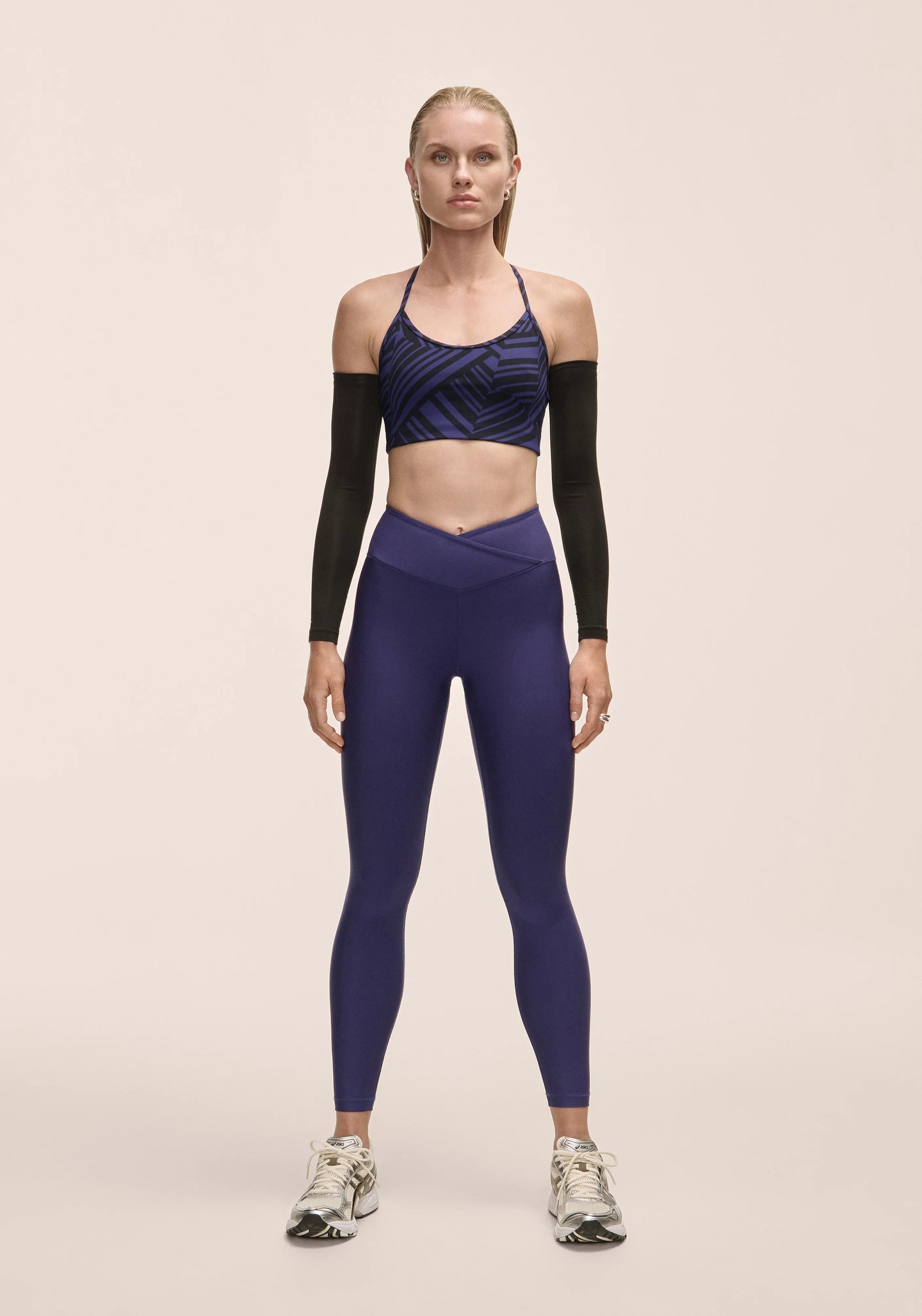 Overlap High Waist Tights - Purple Eclipse