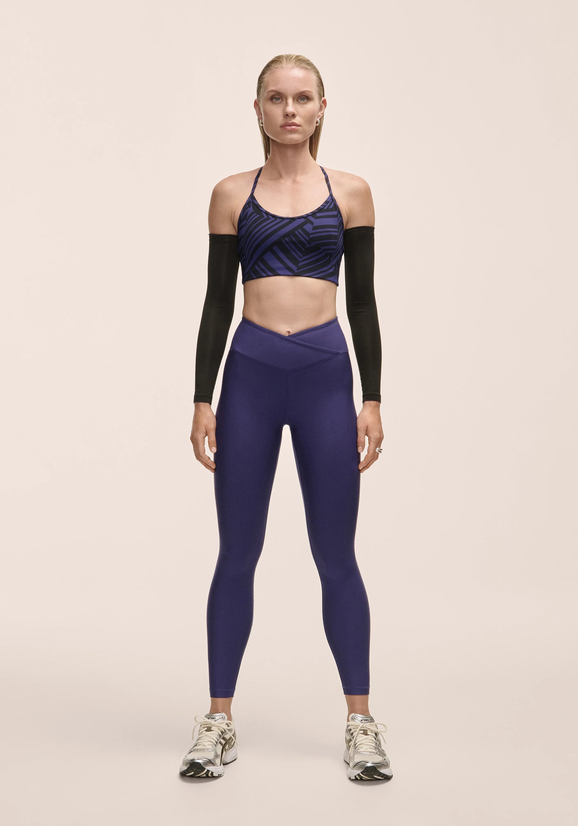 Overlap High Waist Tights - Purple Eclipse