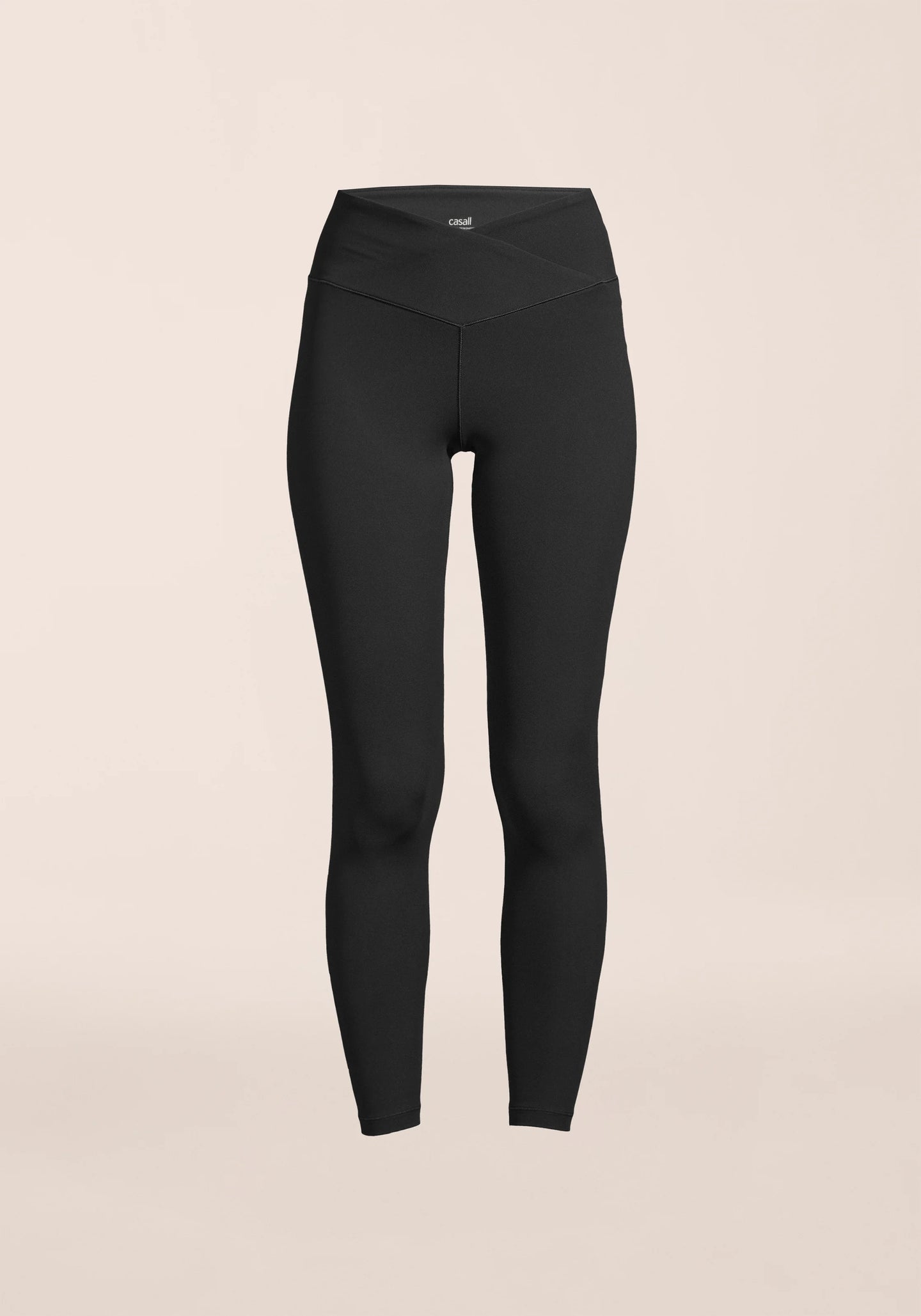 Overlap High Waist Tights - Black
