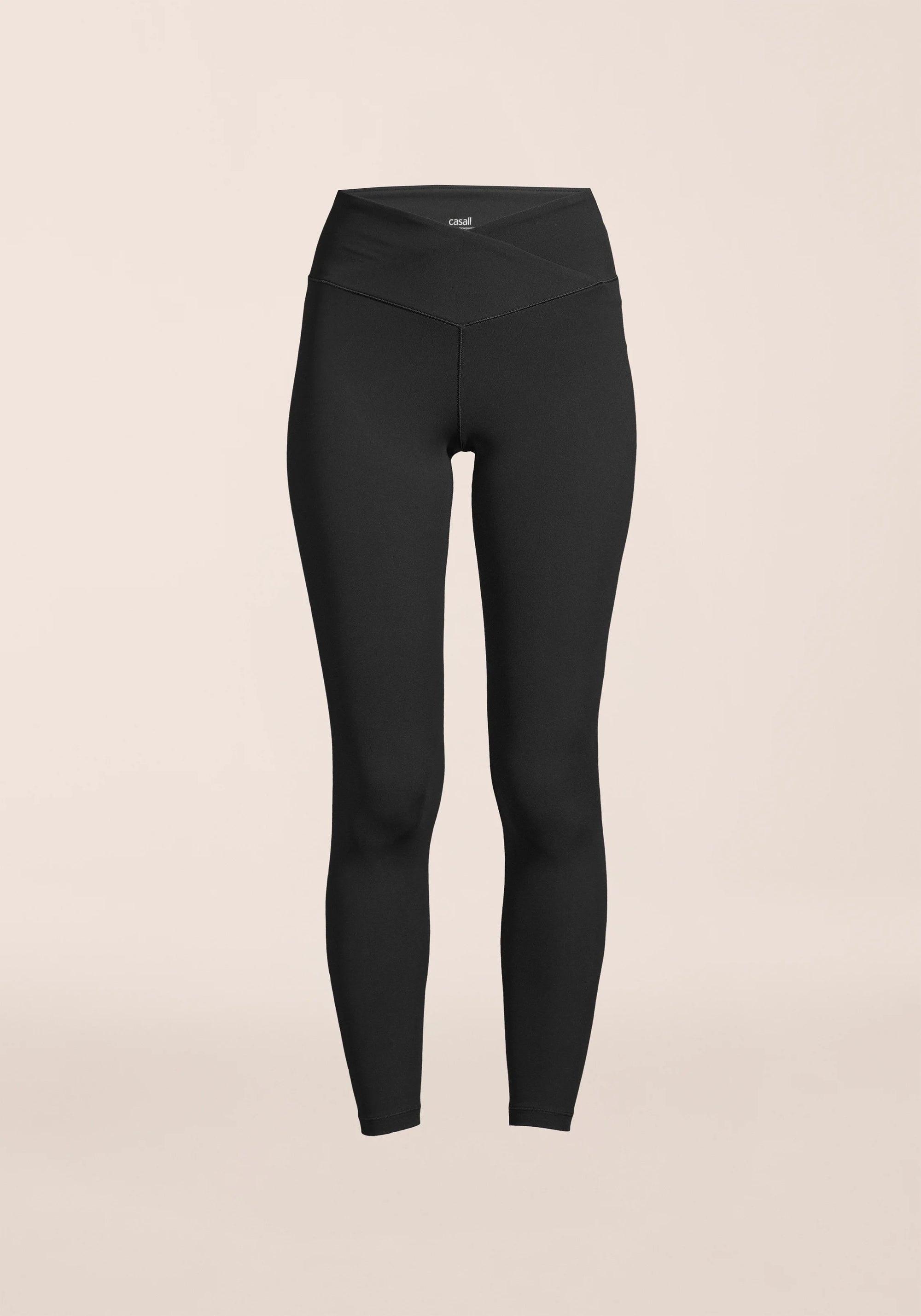 Overlap High Waist Tights - Black