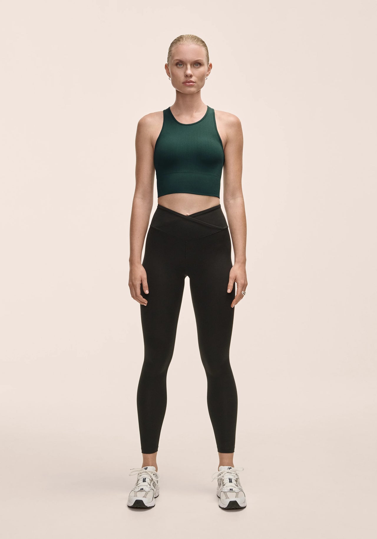 Overlap High Waist Tights - Black