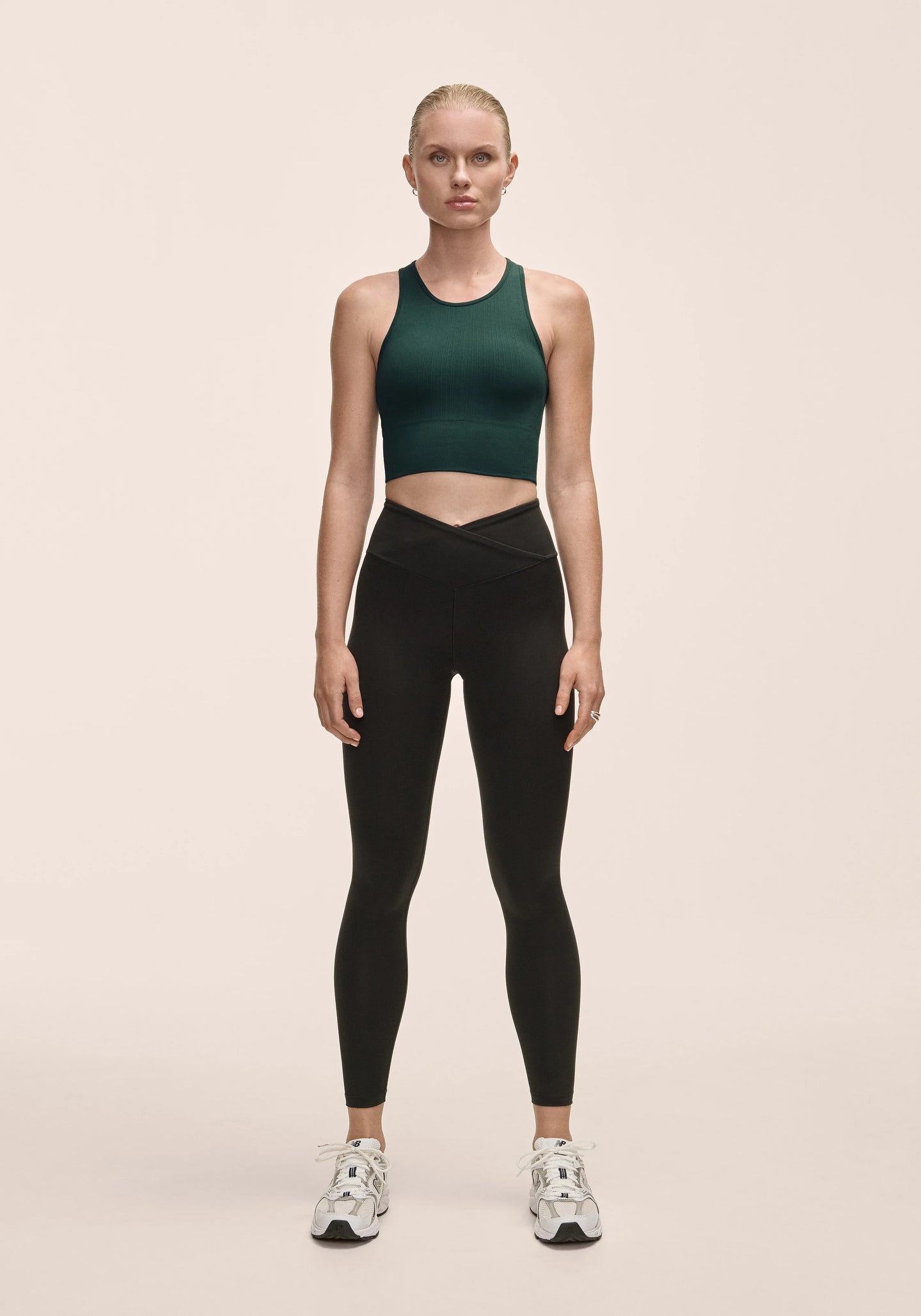 Overlap High Waist Tights - Black