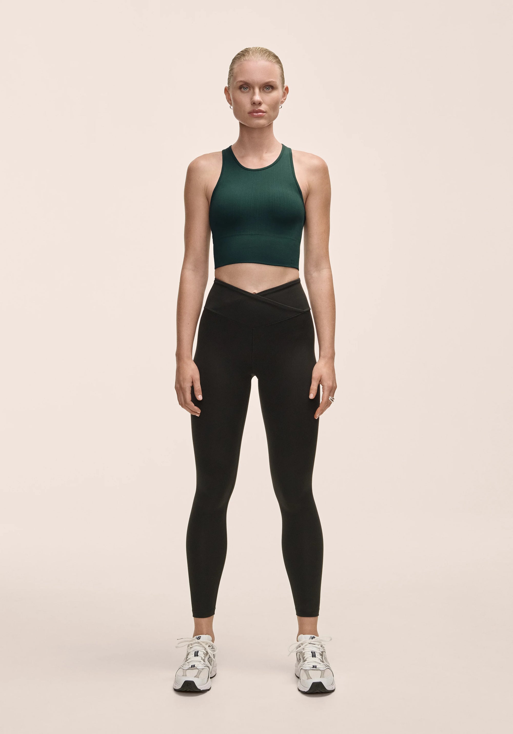 Overlap High Waist Tights - Black
