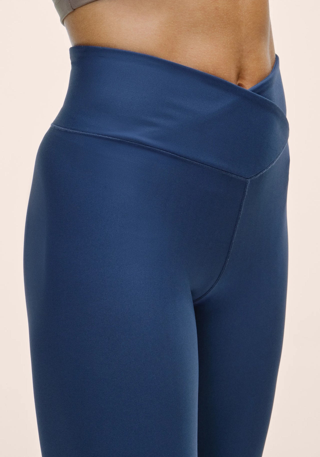 Overlap High Waist Tights - True Blue