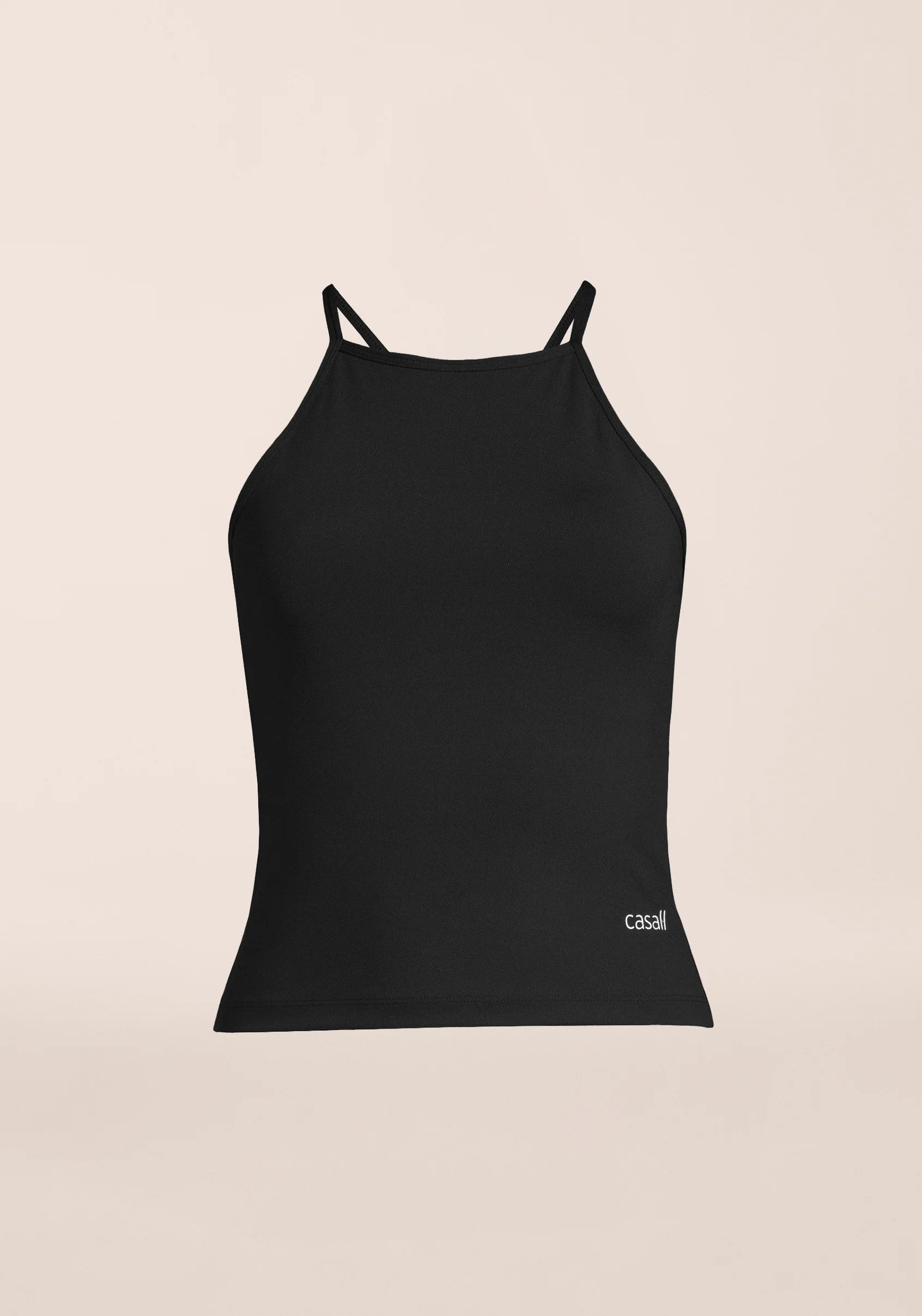 Built-In-Bra Halterneck Tank - Black